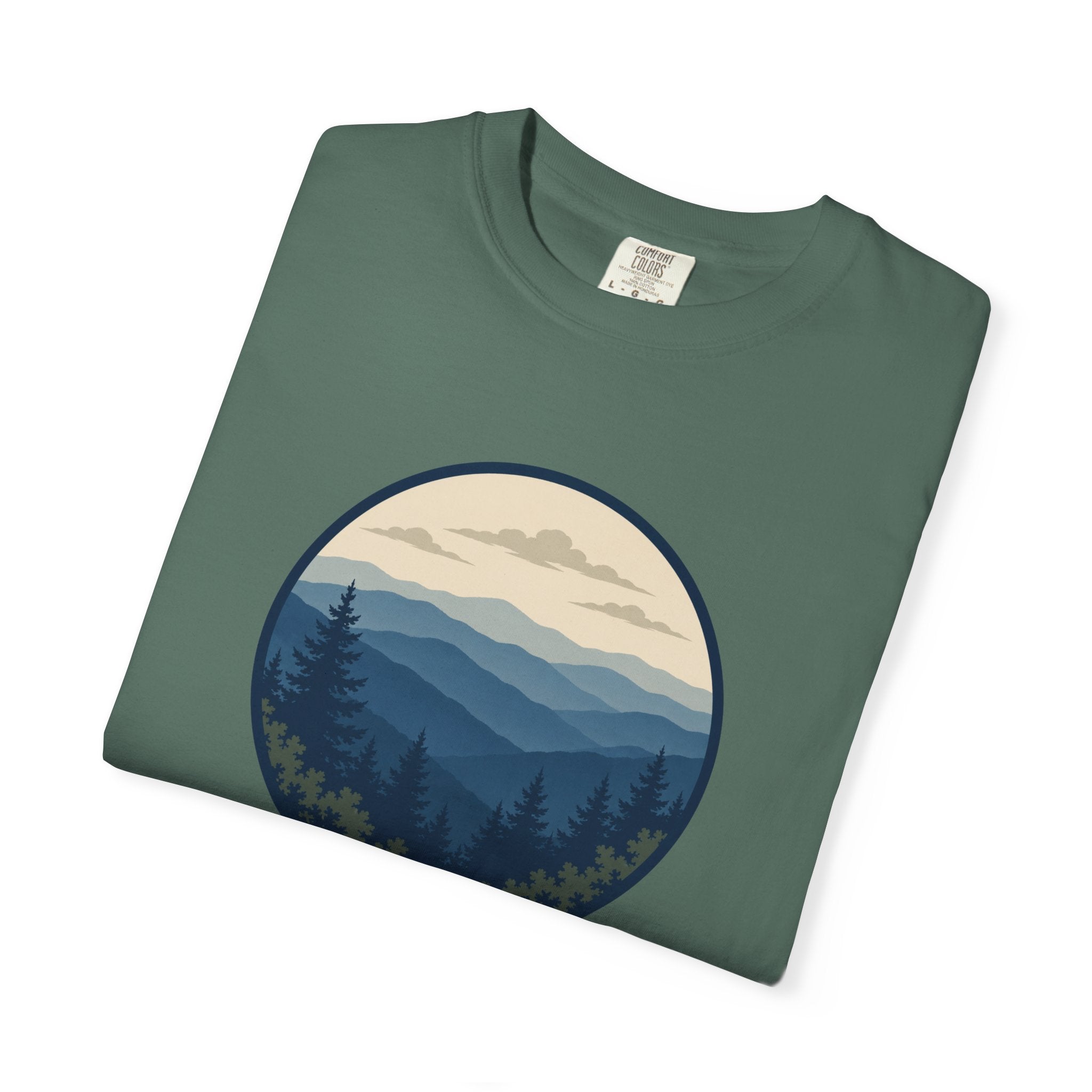 Mountain Ridge Circle T-Shirt — Scenic Forest Landscape Tee