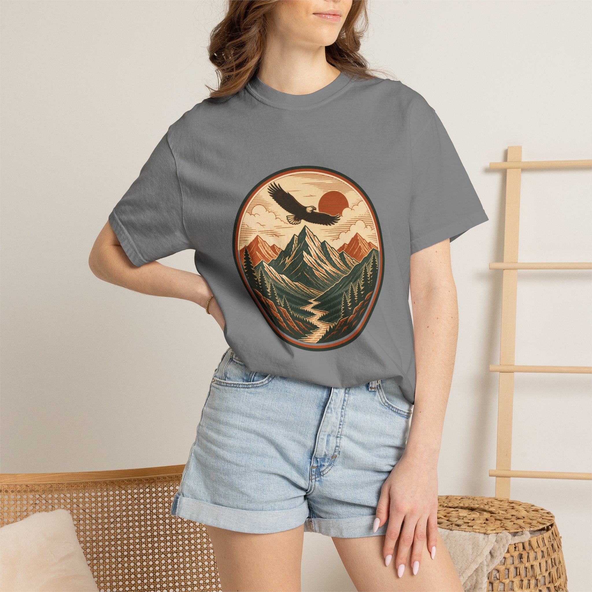 Vintage Mountain Eagle T-Shirt — Retro Outdoor Nature Graphic Tee