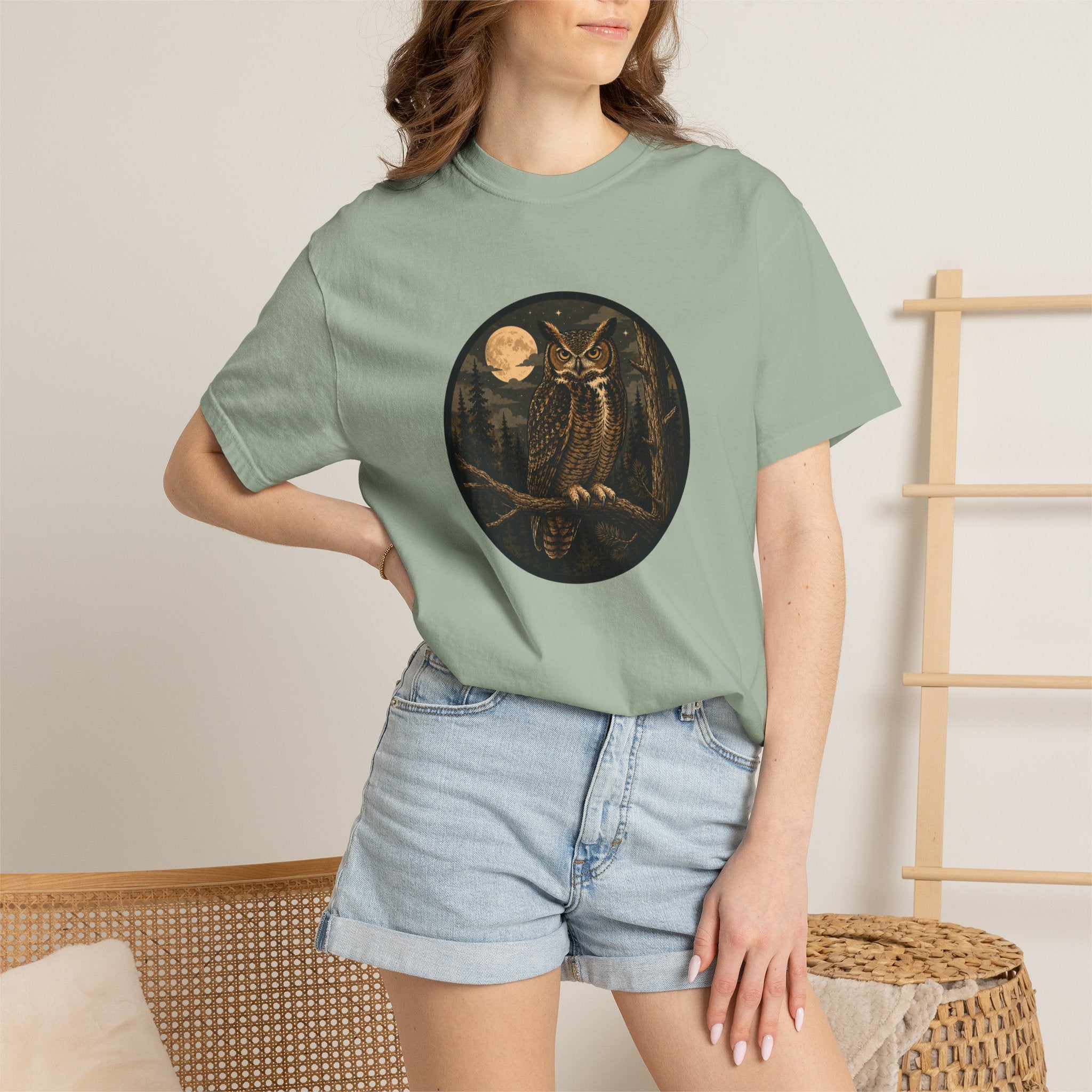 Owl Moon T-Shirt — Vintage Night Forest Graphic