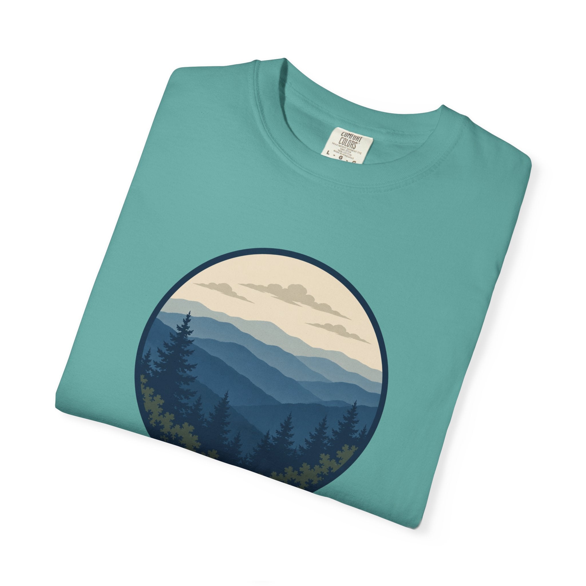 Mountain Ridge Circle T-Shirt — Scenic Forest Landscape Tee