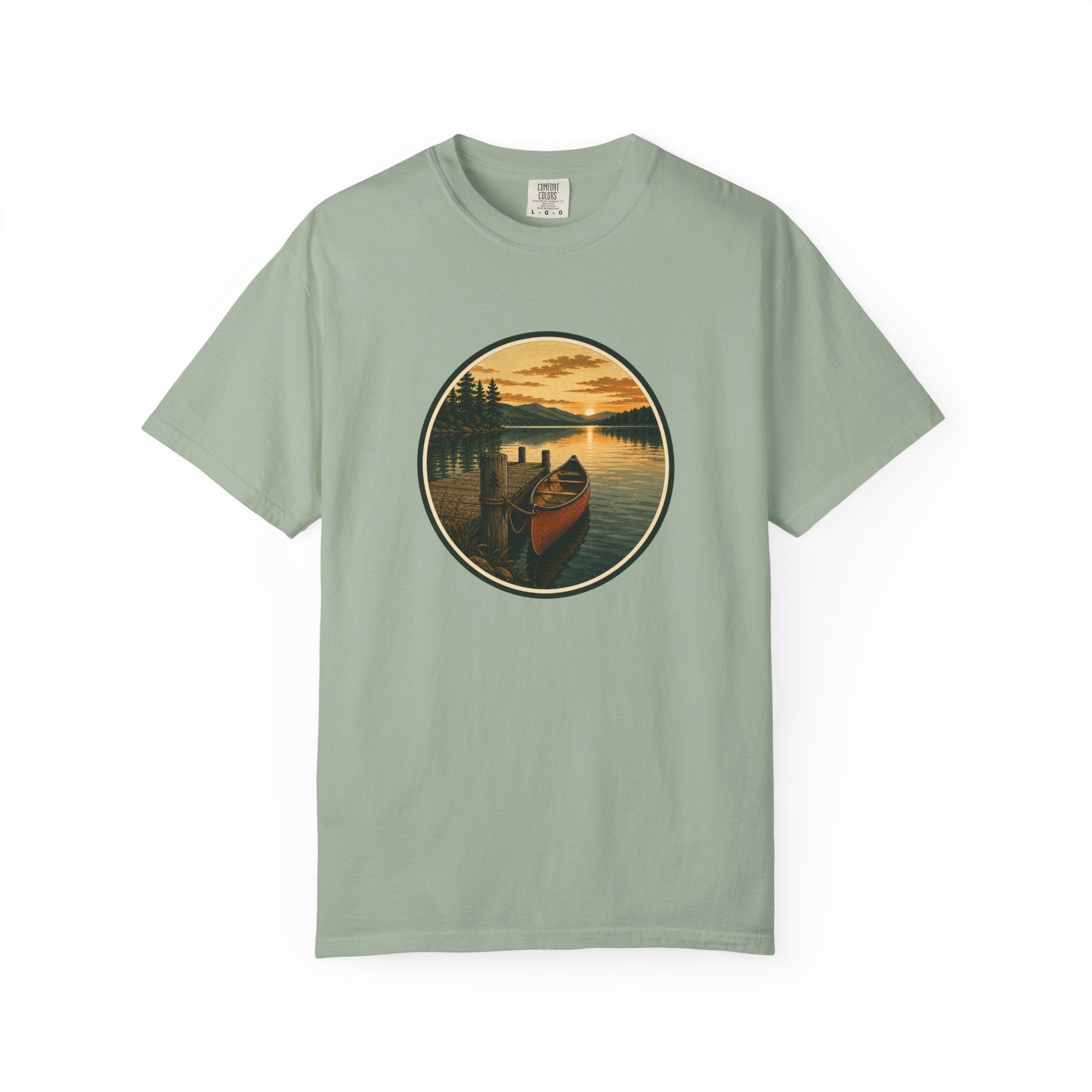 Canoe Sunset T-Shirt — Vintage Lake Adventure Graphic