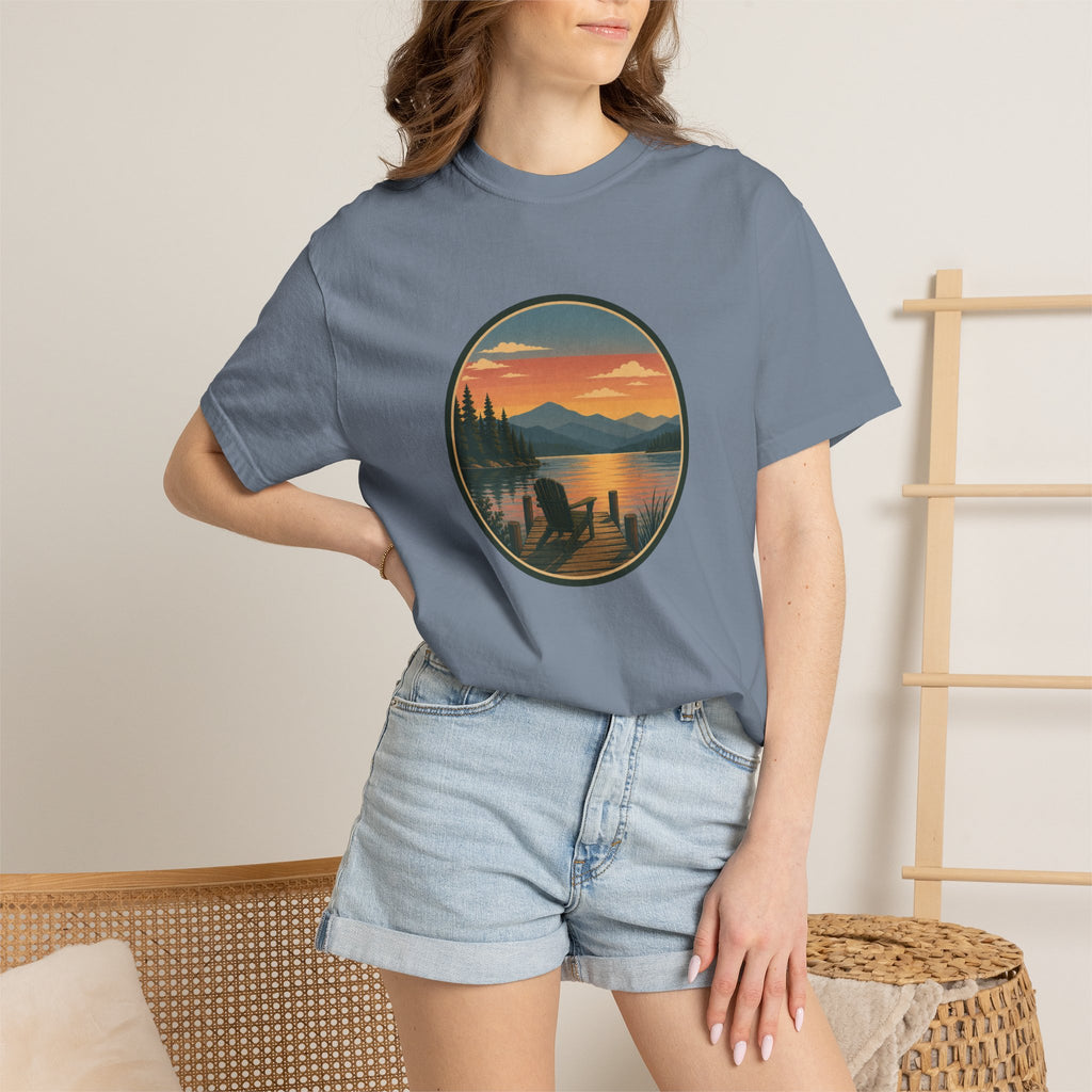 Sunset Lake Scenic T-Shirt – Mountain Dock Landscape Tee