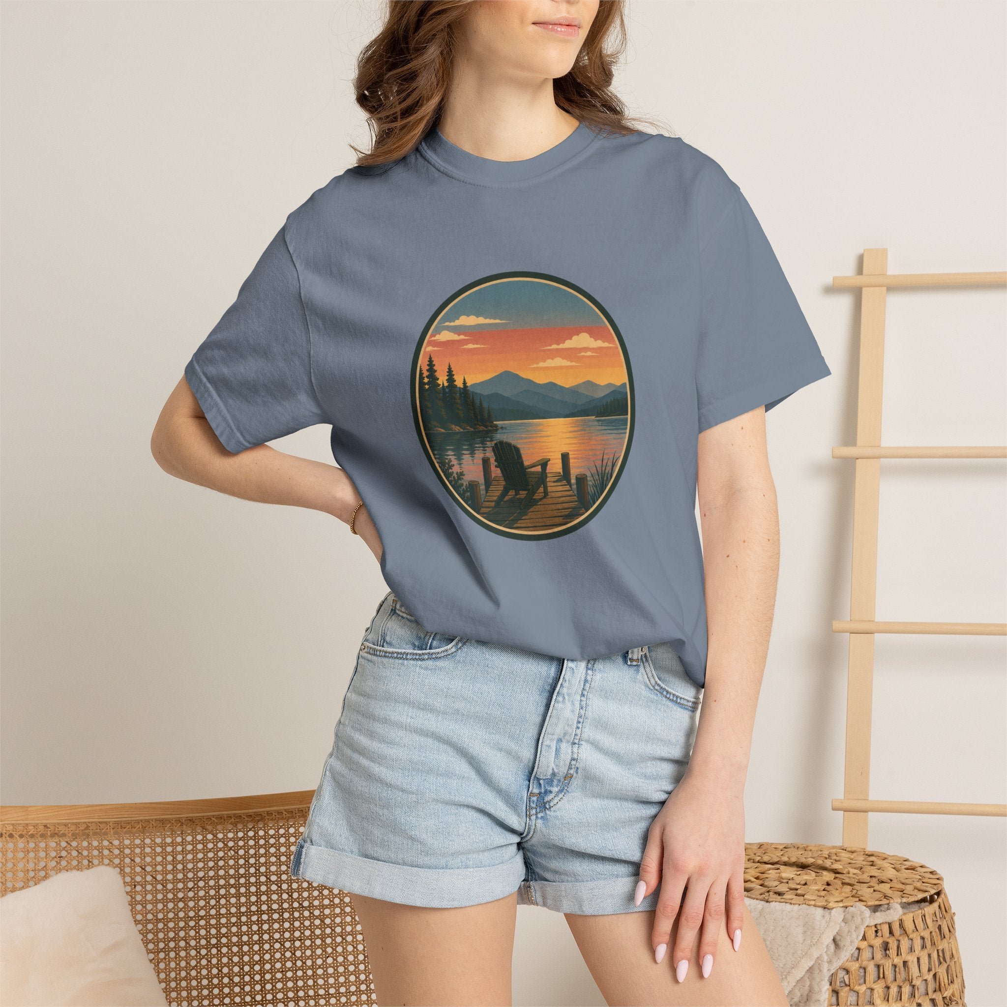 Sunset Lake Scenic T-Shirt – Mountain Dock Landscape Tee