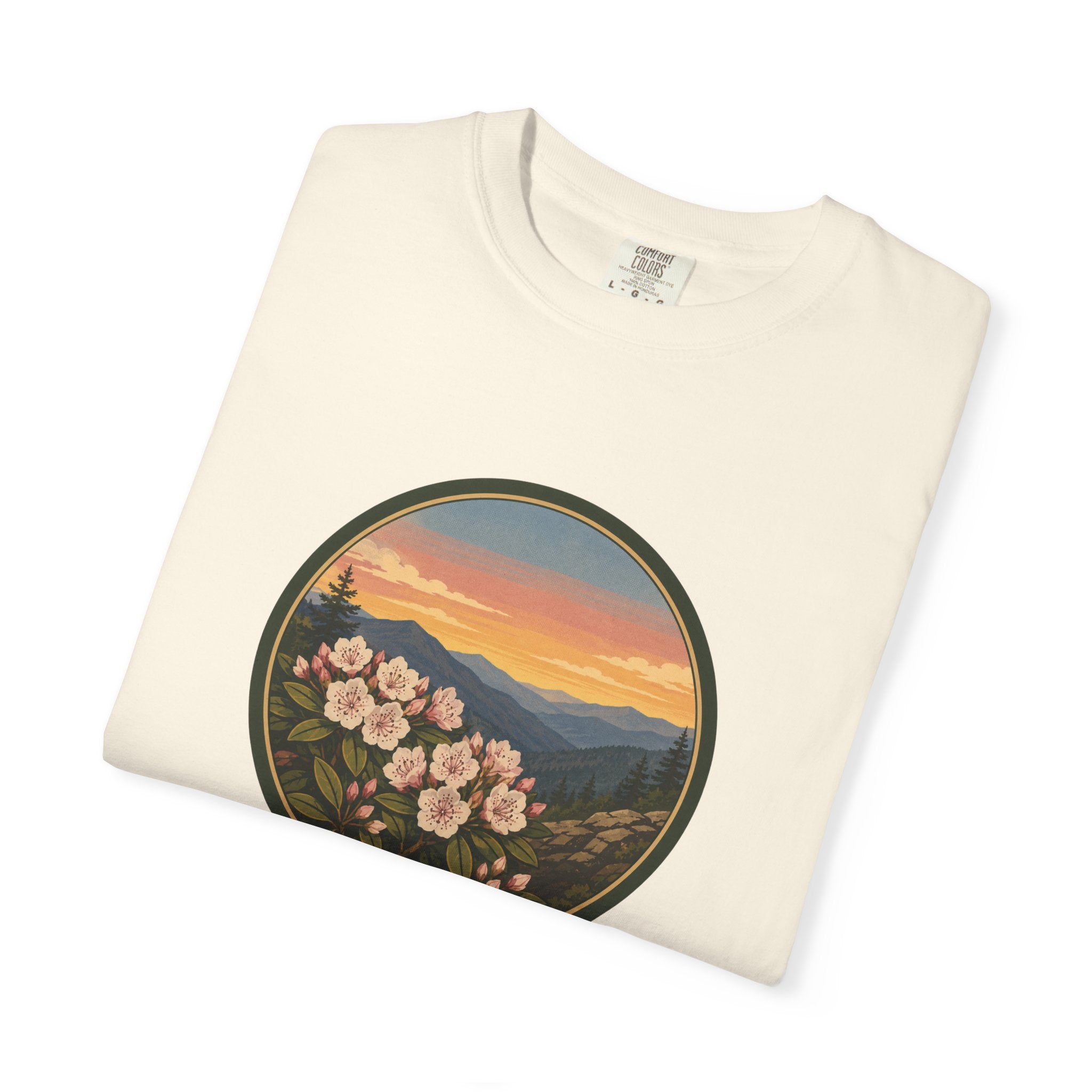 Mountain Laurel Bloom Sunset T-Shirt — Mountain Wildflower Graphic Tee