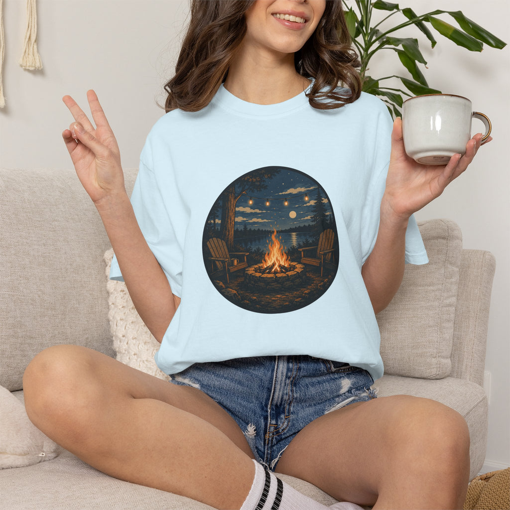 Campfire Night T-Shirt — Cozy Lakeside Bonfire Design