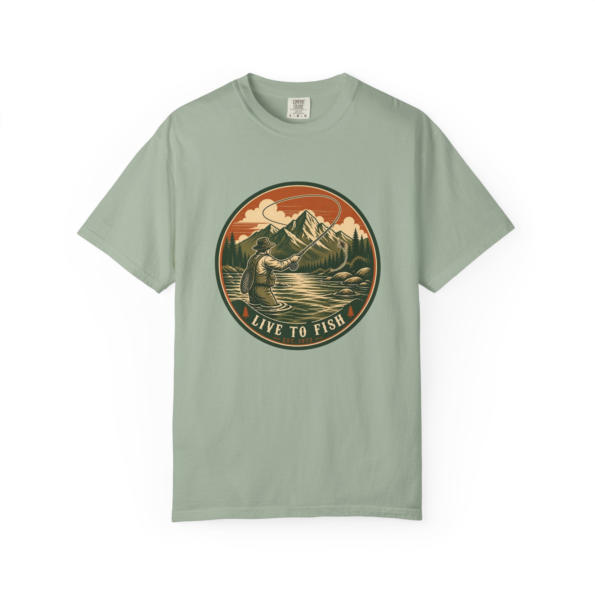 Live to Fish T-Shirt — Vintage Mountain Fly Fishing Graphic Tee