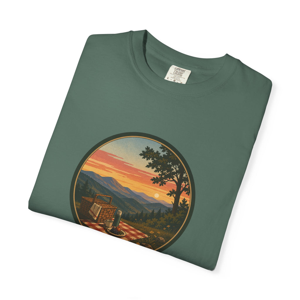 Sunset Picnic Tee — Scenic Mountain Picnic T-Shirt