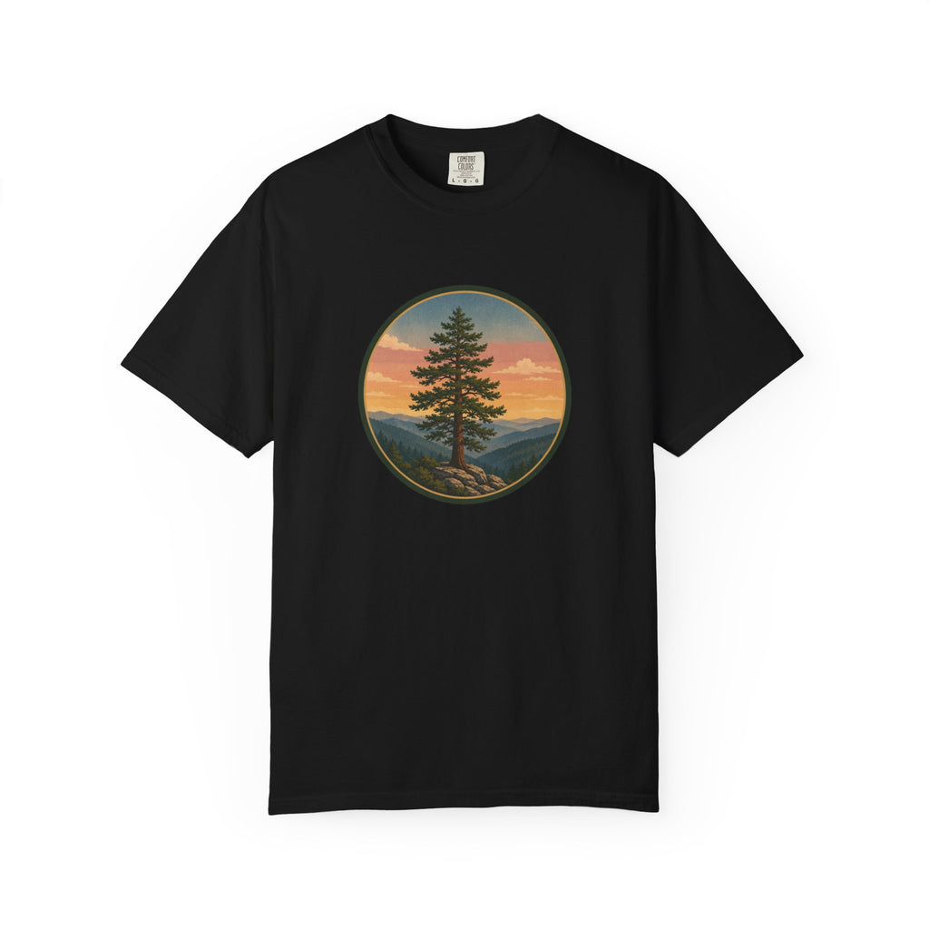 Cedar Tree Sunset T-Shirt — Vintage Mountain Cedar Graphic Tee