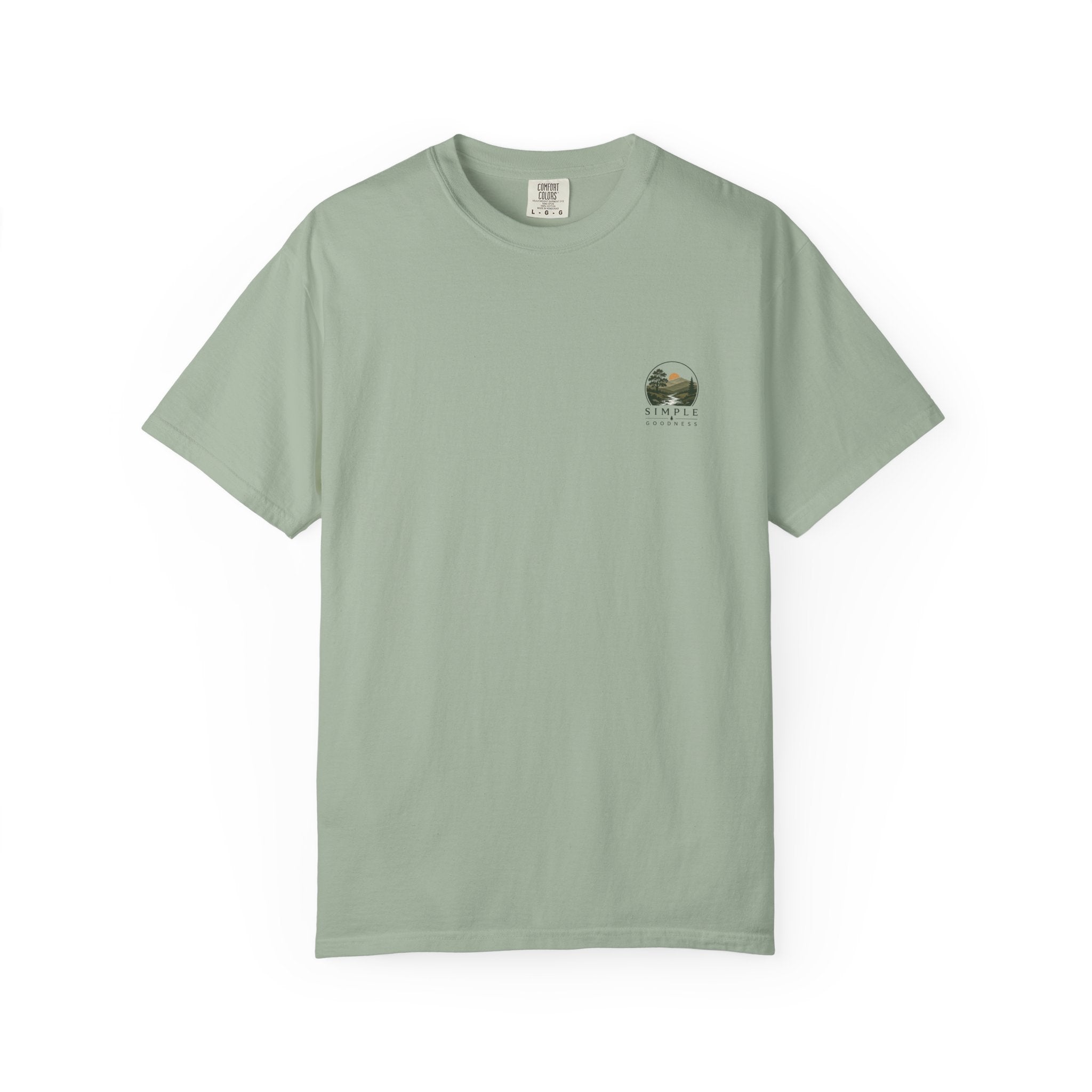Simple Goodness Official Badge T-Shirt — Sunset Creek Landscape Tee