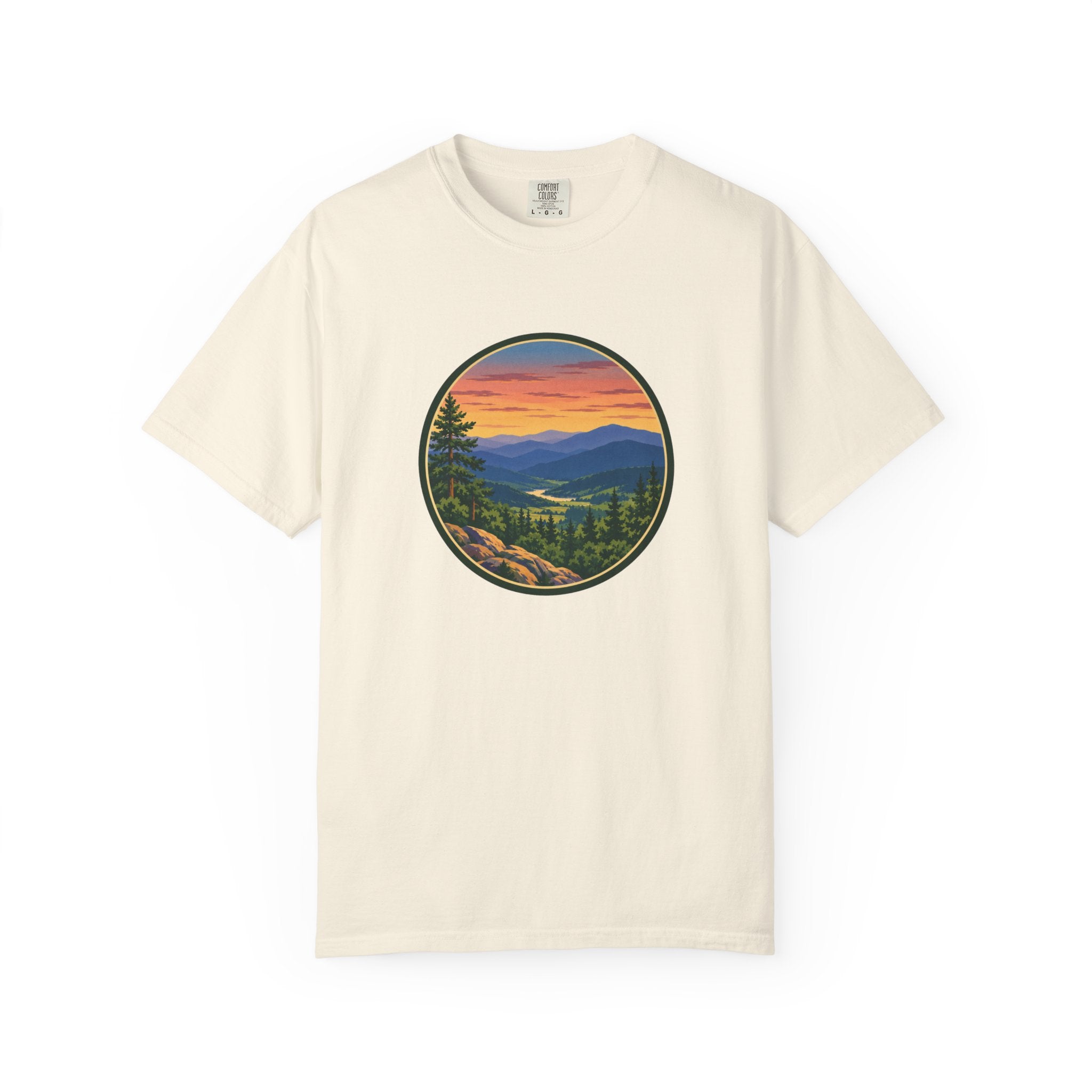 Retro Mountain Sunset T-Shirt — Scenic Blue Ridge Mountain Tee