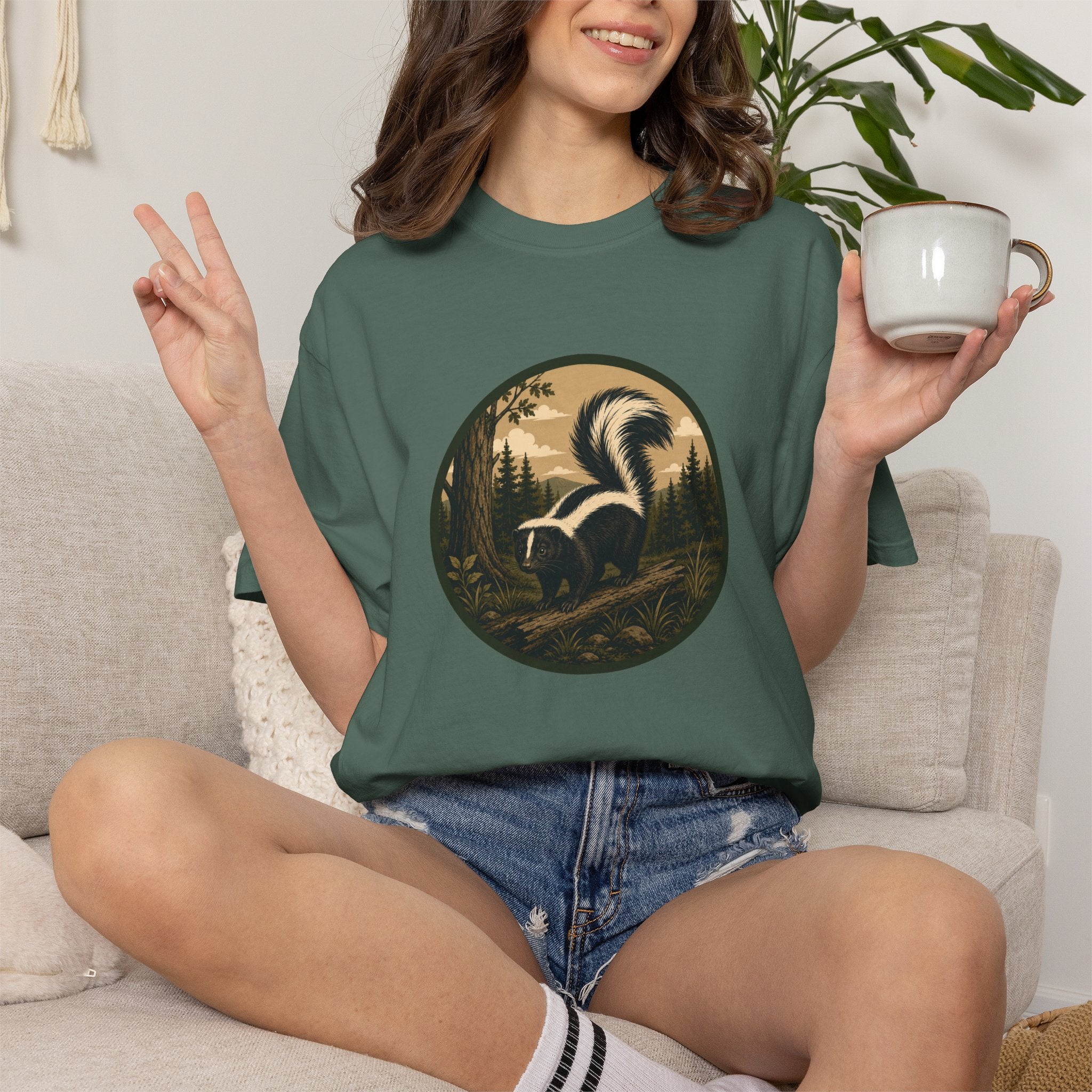 Skunk Forest T-Shirt — Vintage Woodland Wildlife Tee