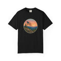 Flag Over Blue Ridge Mountains T-Shirt — Scenic Sunset American Flag Graphic Tee