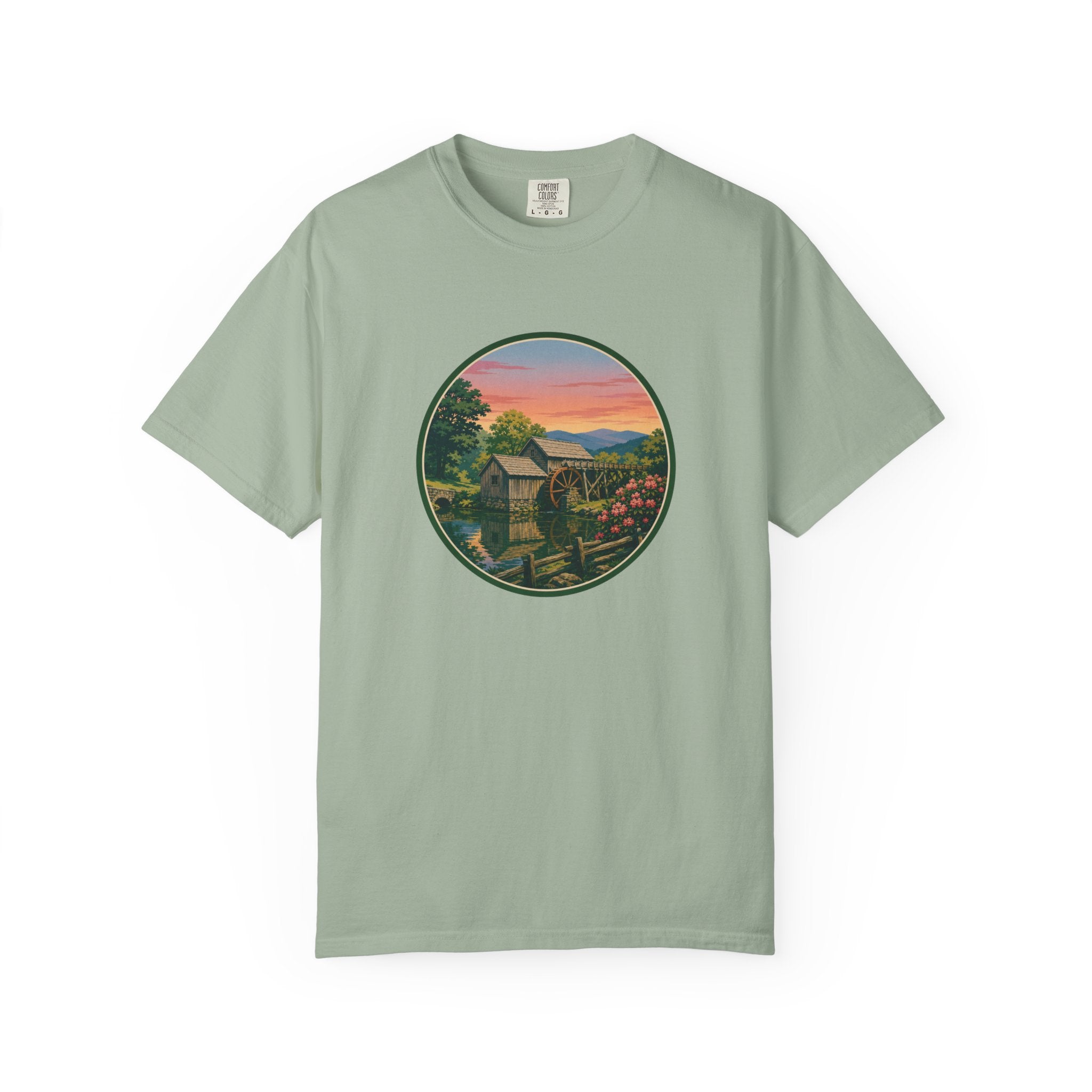 Scenic Sunset Watermill  T-Shirt