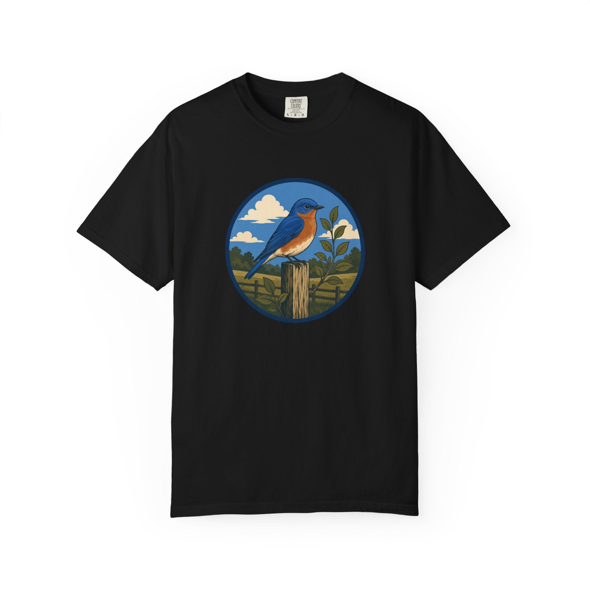 Eastern Bluebird Circle Tee — Vintage Birdwatching Graphic T-Shirt