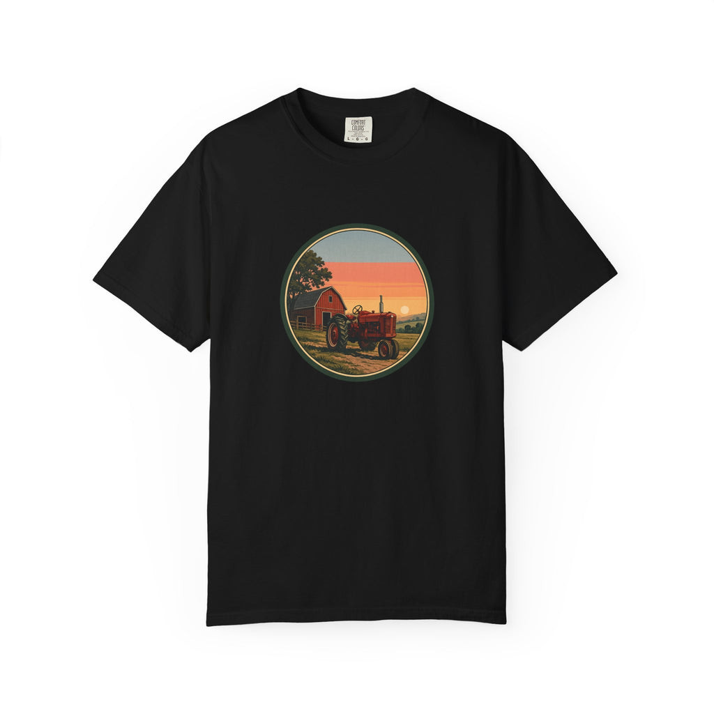 Vintage Farm Tractor Sunset T-Shirt