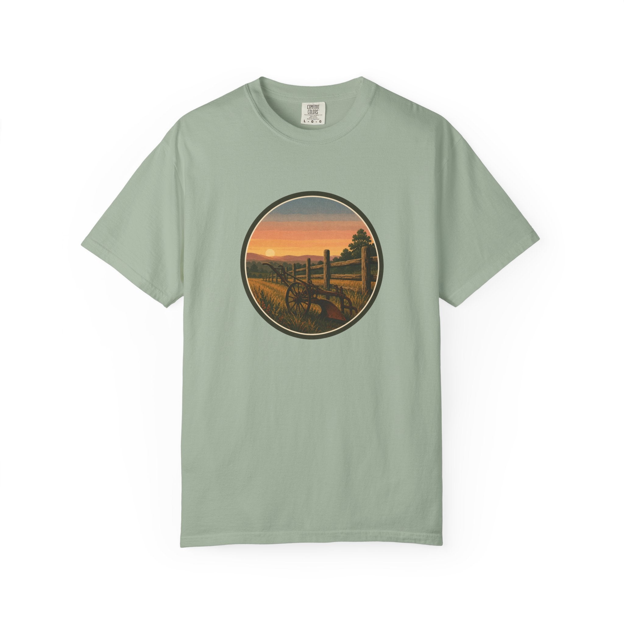 Sunset Antique Plow Landscape T-Shirt