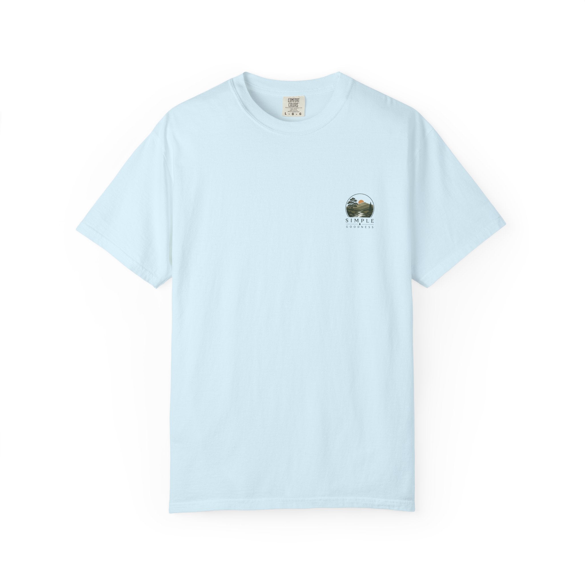 Simple Goodness Official Badge T-Shirt — Sunset Creek Landscape Tee