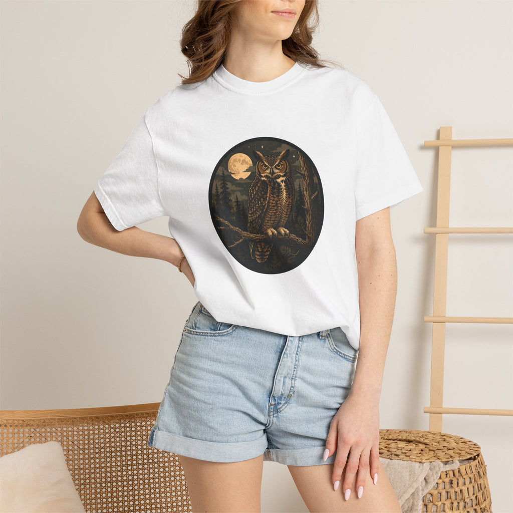 Owl Moon T-Shirt — Vintage Night Forest Graphic