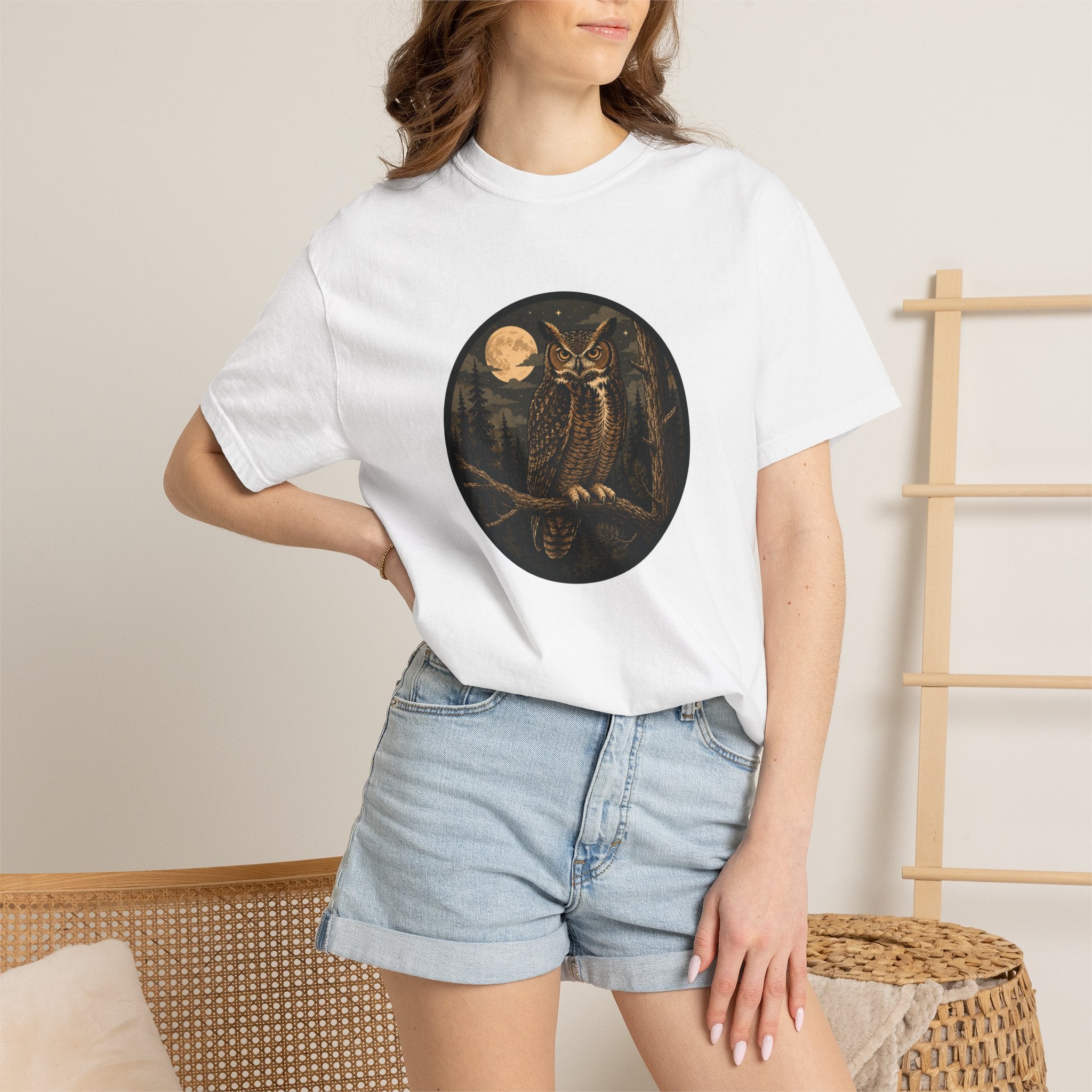 Owl Moon T-Shirt — Vintage Night Forest Graphic