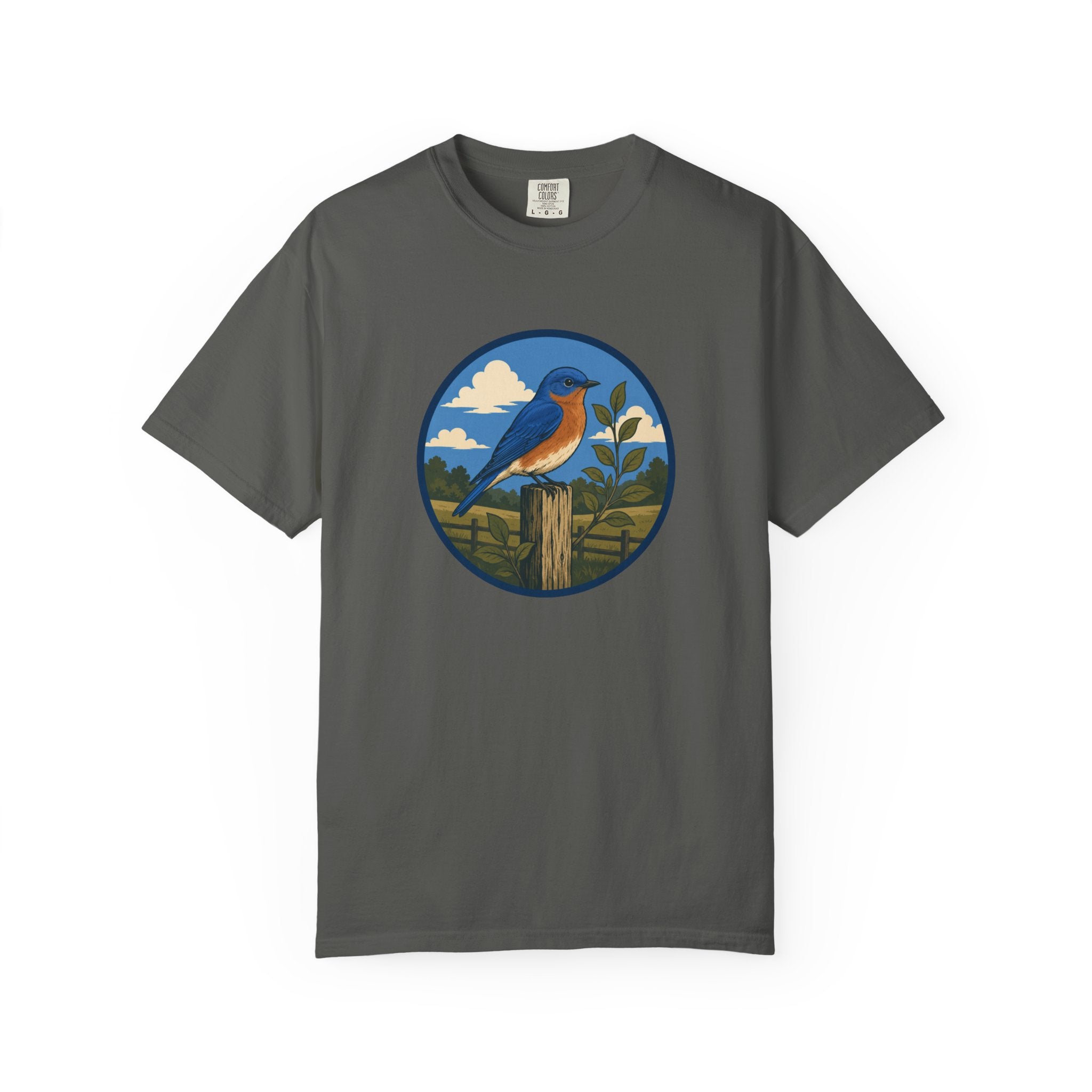 Eastern Bluebird Circle Tee — Vintage Birdwatching Graphic T-Shirt