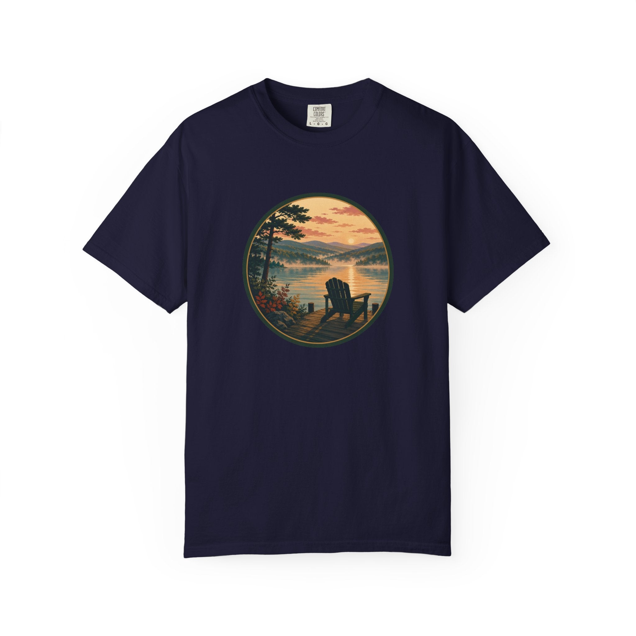 Lakeside Sunrise T-Shirt — Adirondack Chair at Sunrise Graphic Tee