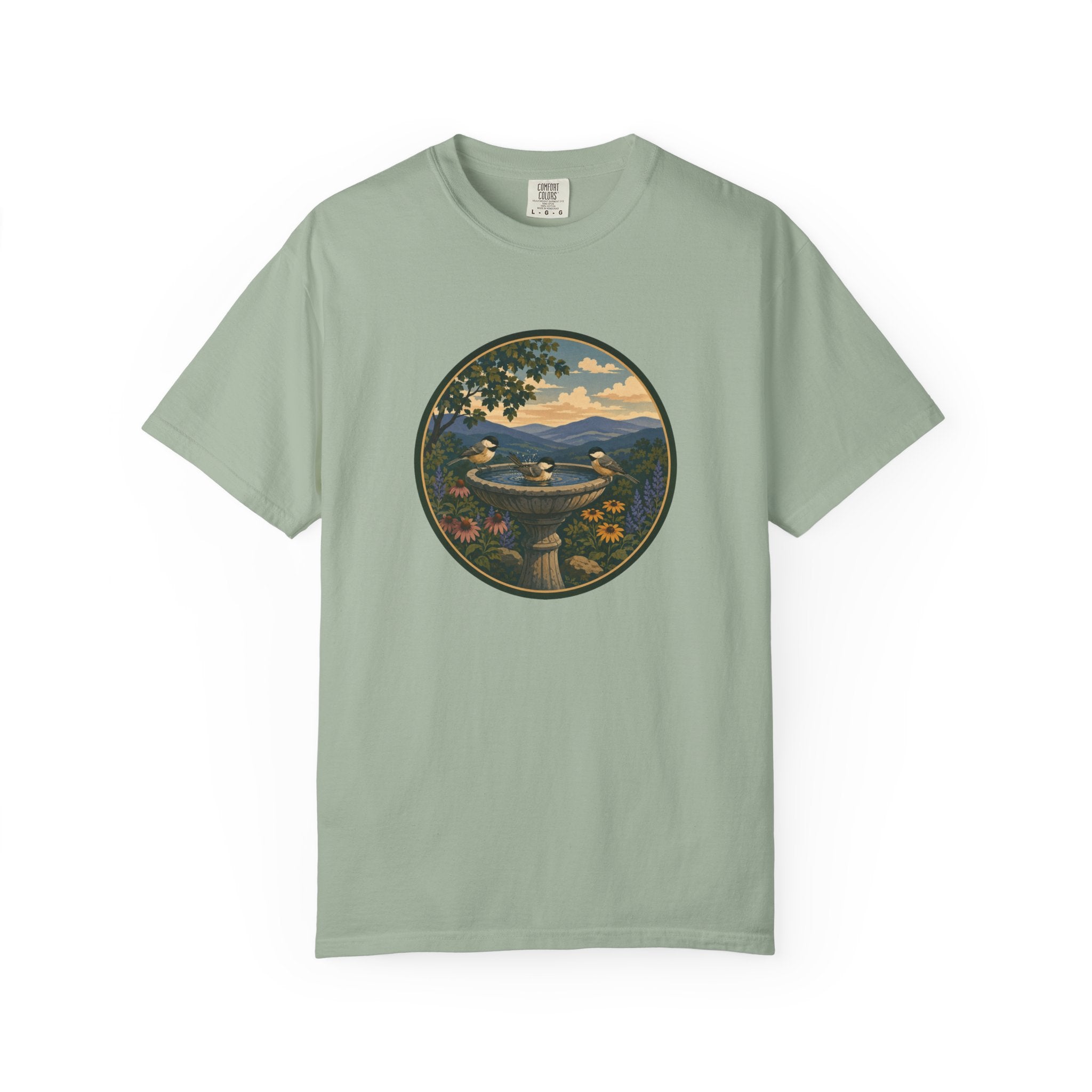 Scenic Birdbath Landscape T-Shirt