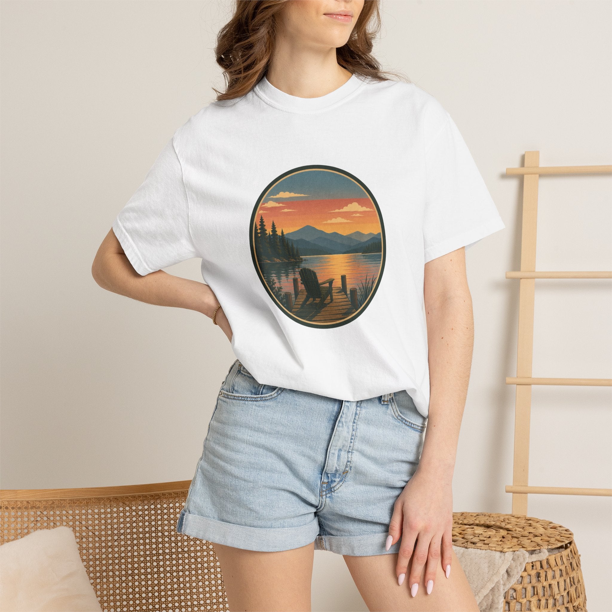 Sunset Lake Scenic T-Shirt – Mountain Dock Landscape Tee