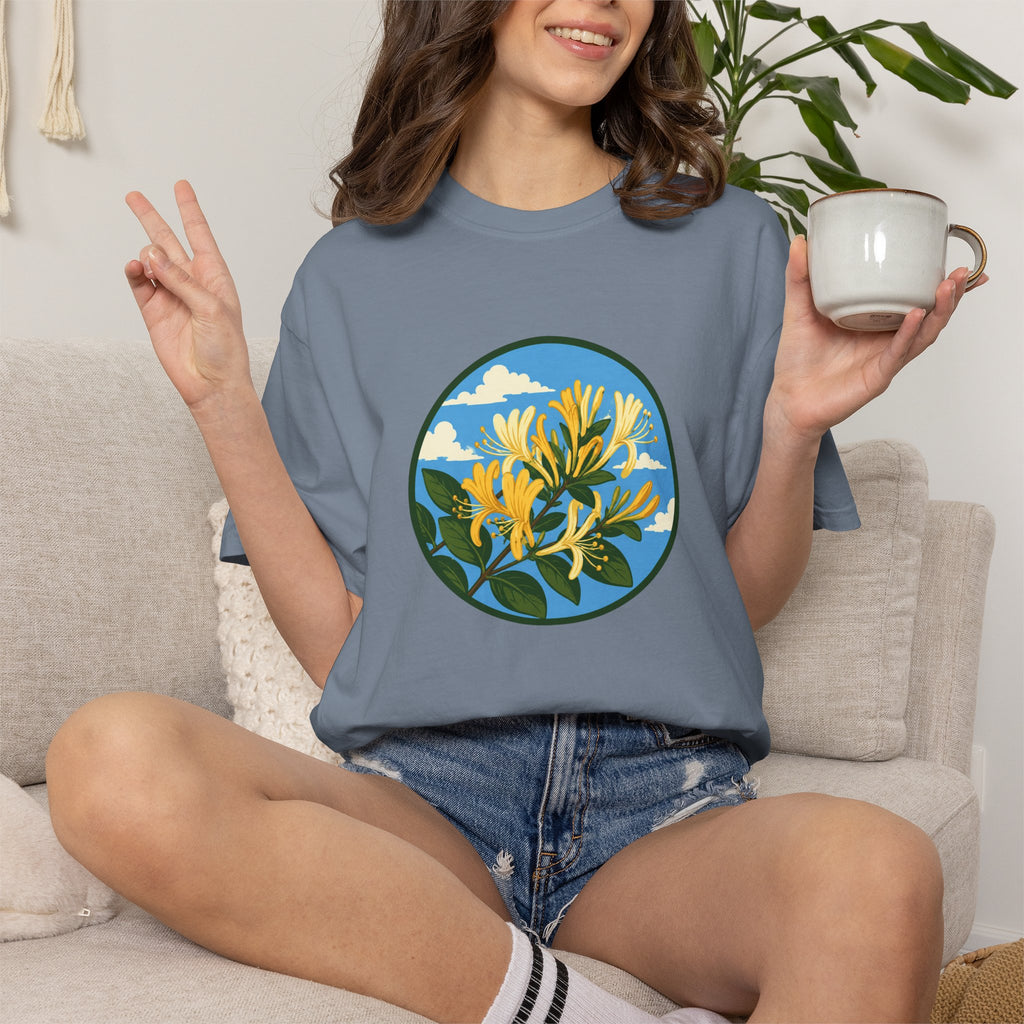 Honeysuckle Circle Tee — Botanical Floral Graphic T-Shirt