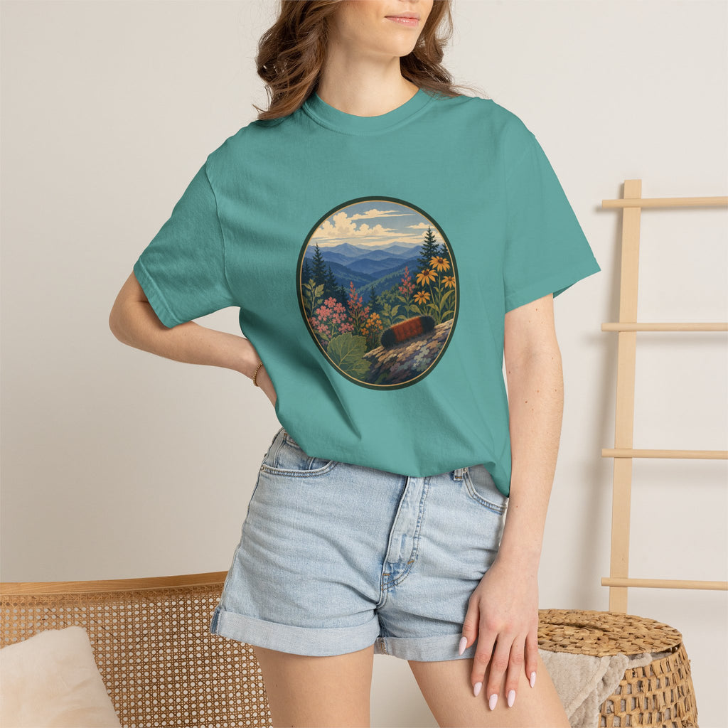 Mountain Caterpillar Scenic T-Shirt — Vintage Wilderness Nature Graphic