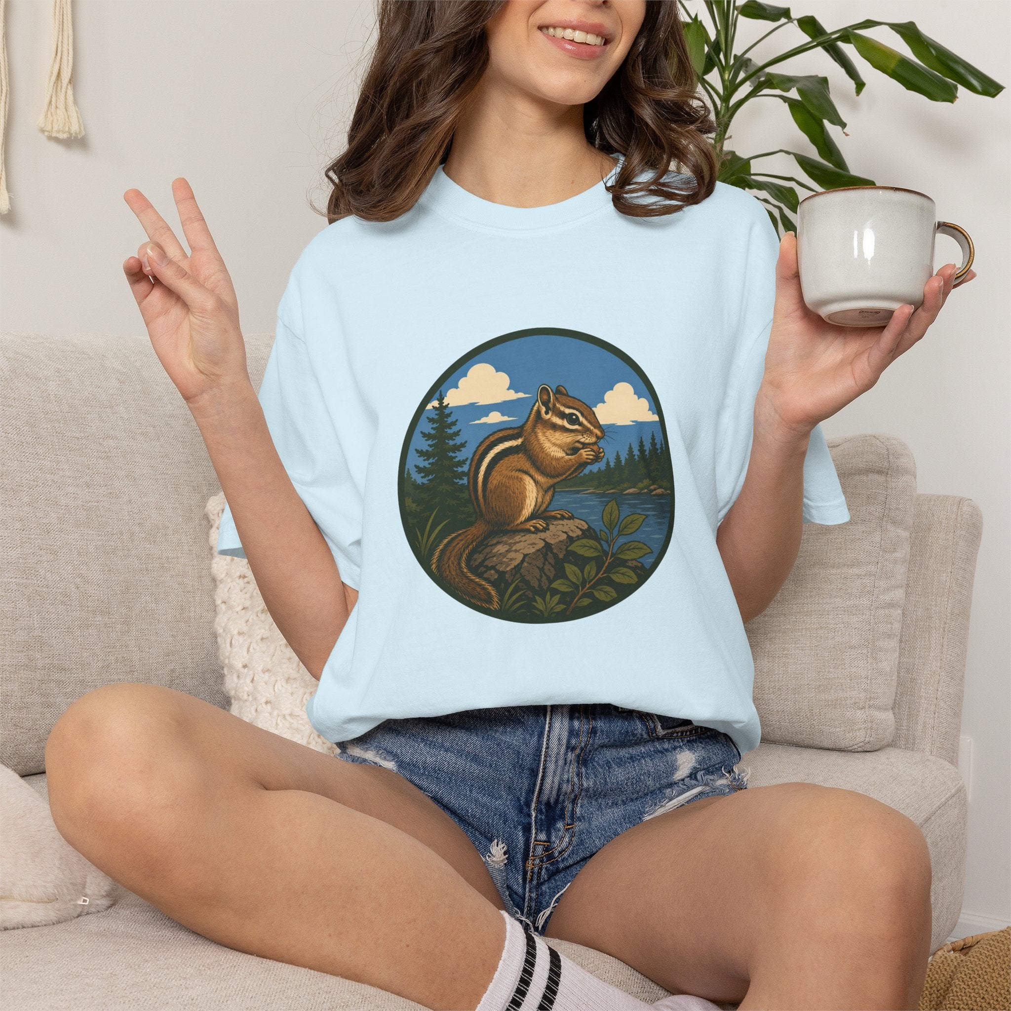 Chipmunk Nature T‑Shirt — Outdoorsy Woodland Wildlife Graphic Tee