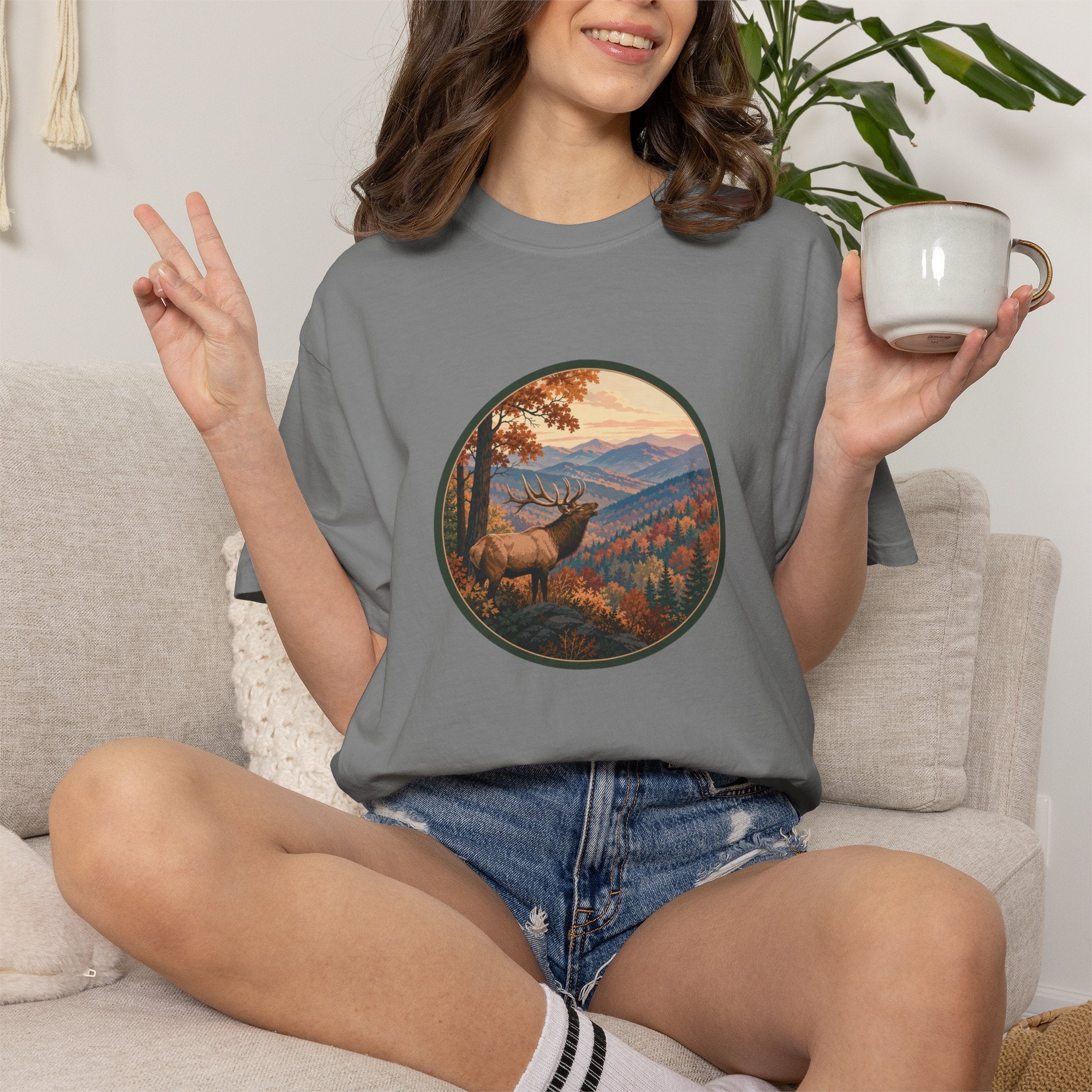 Elk Mountain Landscape T-Shirt — Scenic Wilderness Graphic Tee