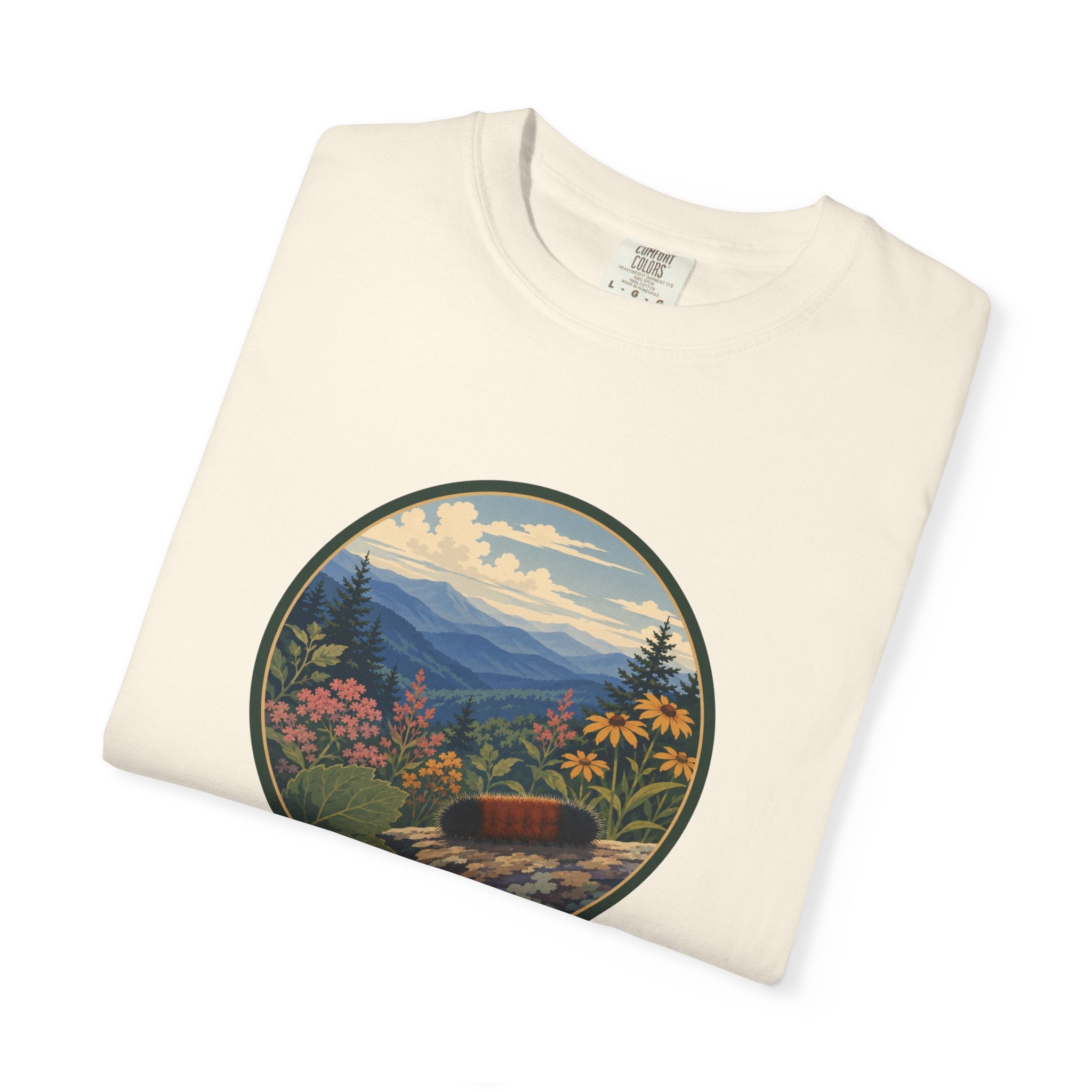 Mountain Caterpillar Scenic T-Shirt — Vintage Wilderness Nature Graphic