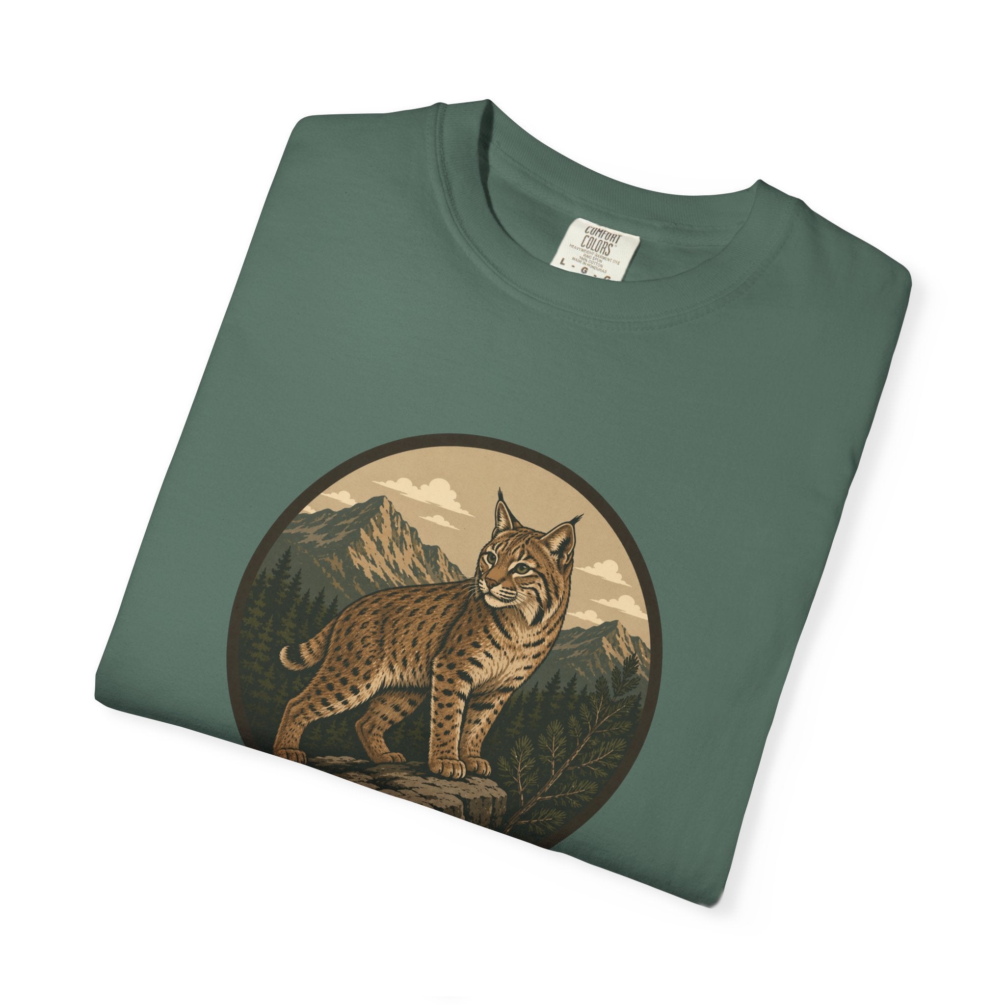 Bobcat Mountain Tee — Retro Wilderness Cat Graphic T-Shirt