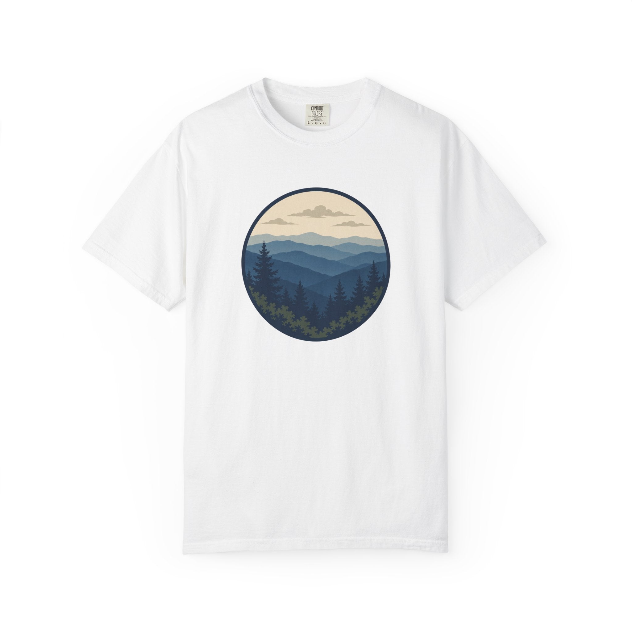 Mountain Ridge Circle T-Shirt — Scenic Forest Landscape Tee