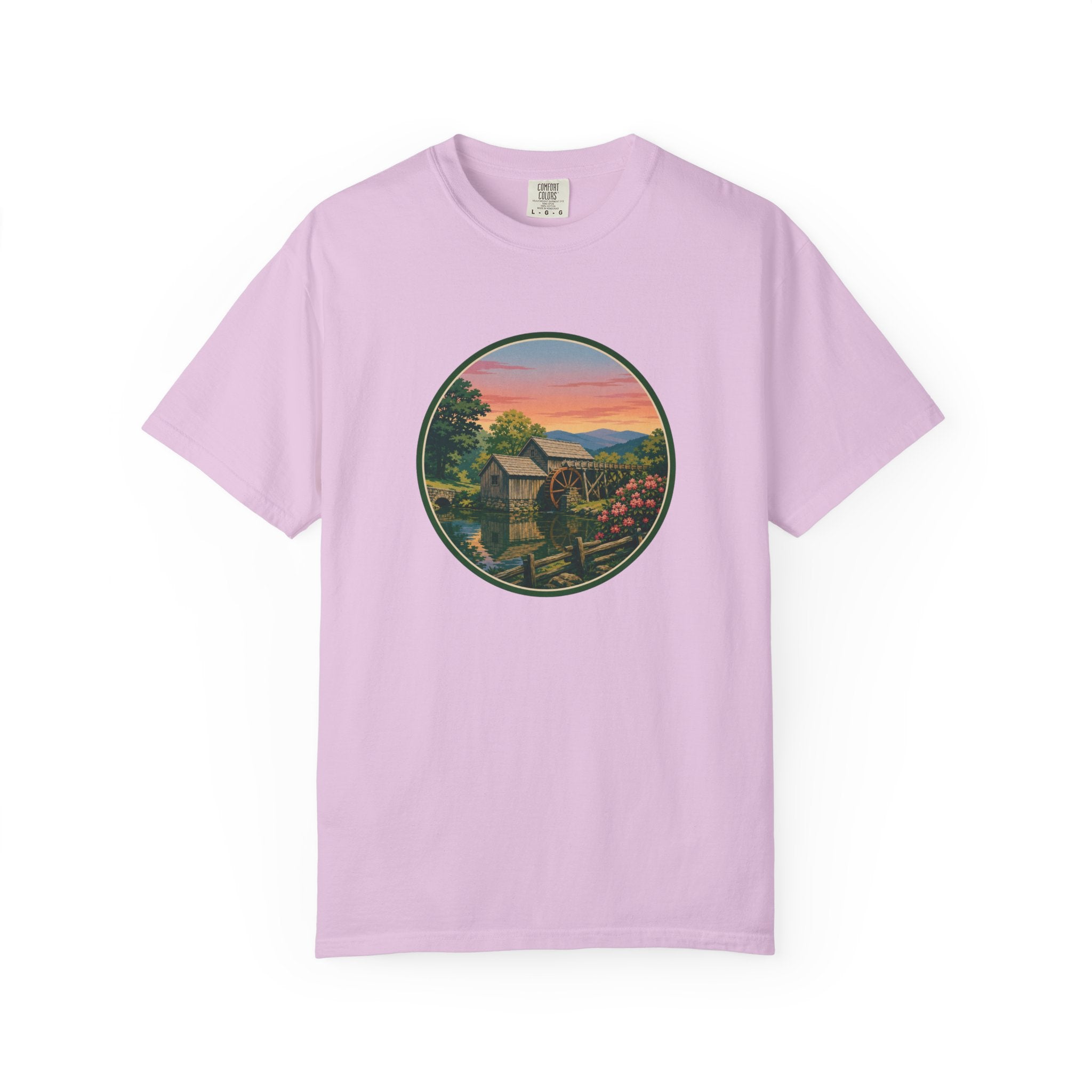 Scenic Sunset Watermill  T-Shirt