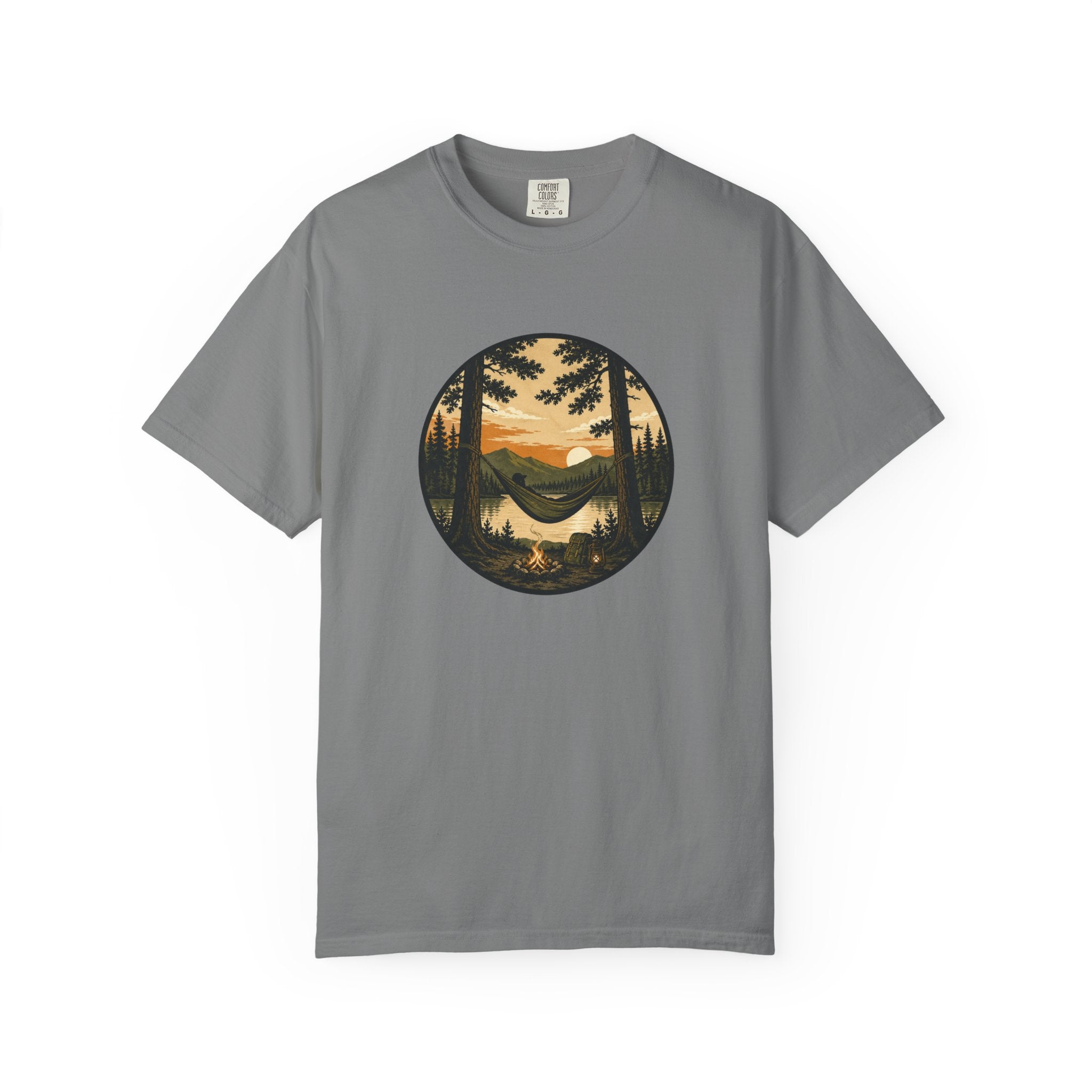 Vintage Mountain Lake T-Shirt — Sunset Forest Camper Tee