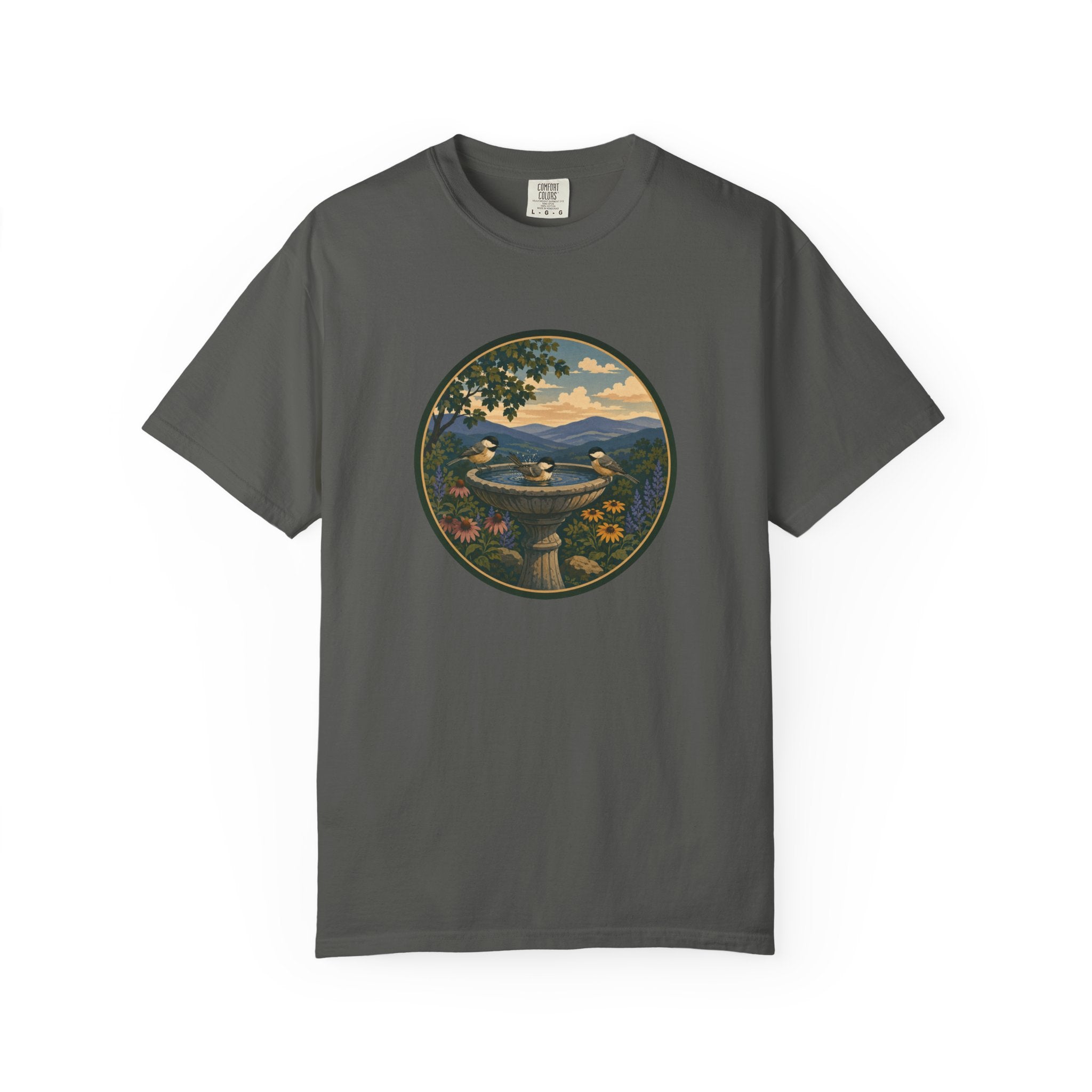 Scenic Birdbath Landscape T-Shirt