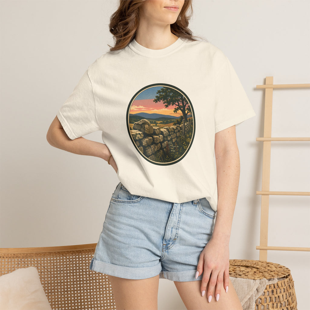 Sunset Stone Wall Circle T-Shirt