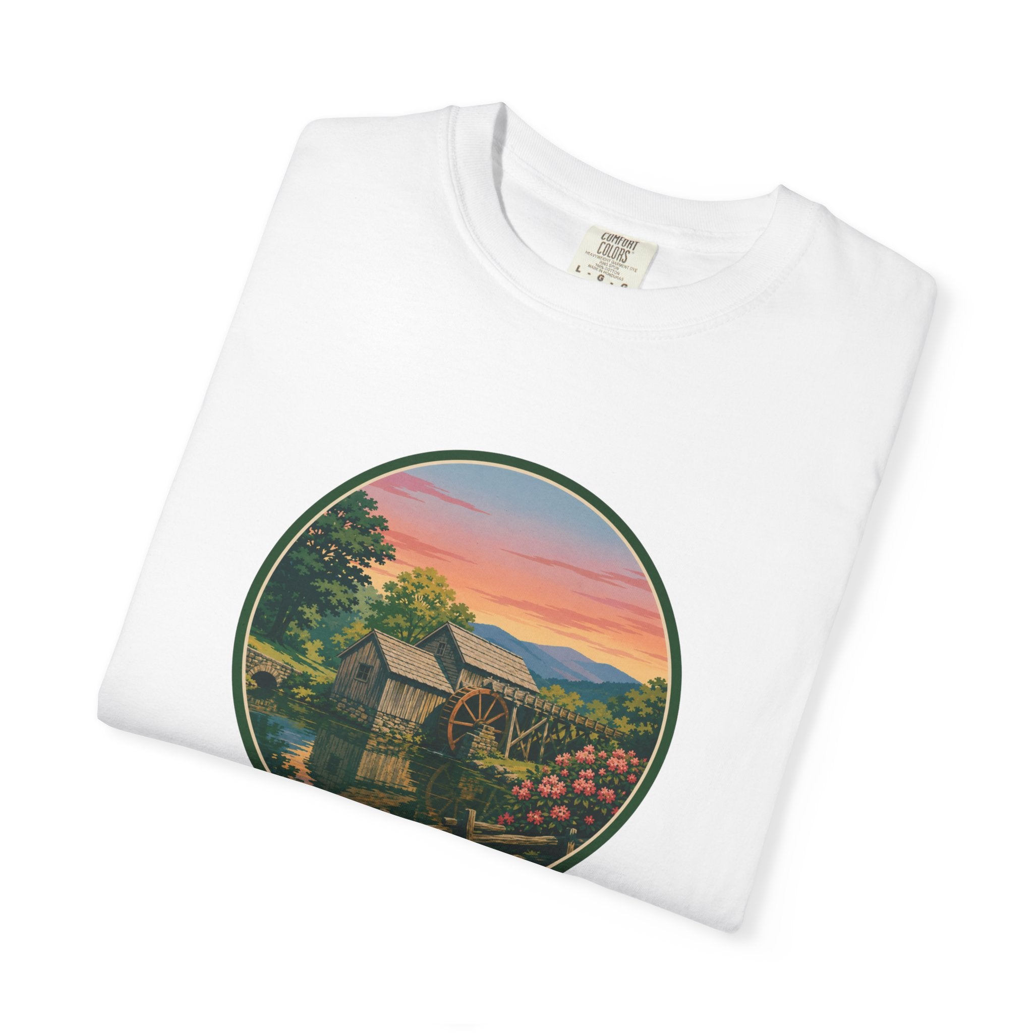 Scenic Sunset Watermill  T-Shirt