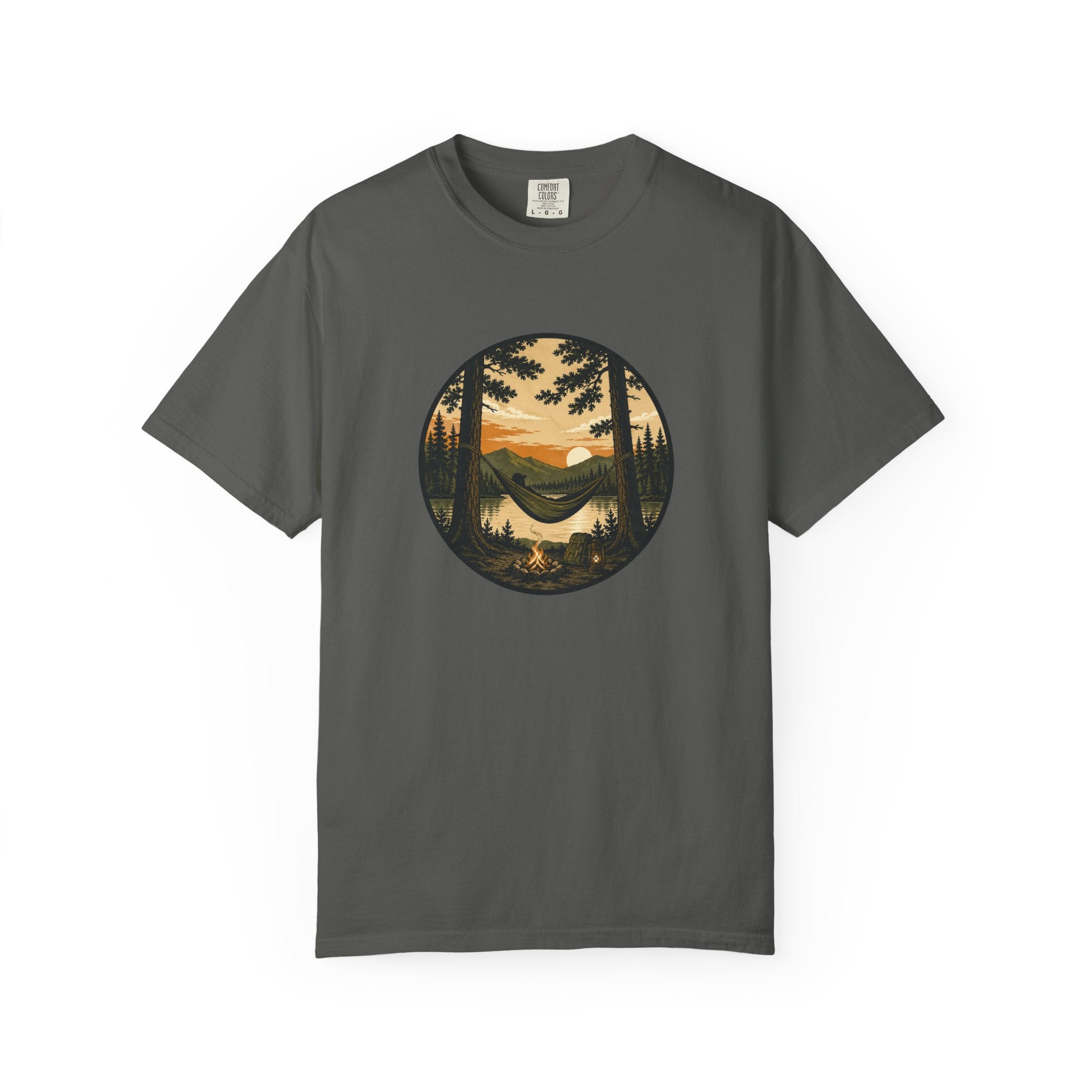 Vintage Mountain Lake T-Shirt — Sunset Forest Camper Tee