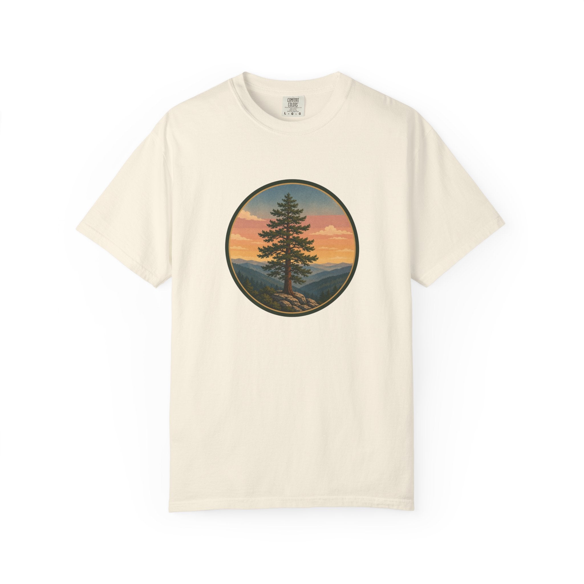 Cedar Tree Sunset T-Shirt — Vintage Mountain Cedar Graphic Tee