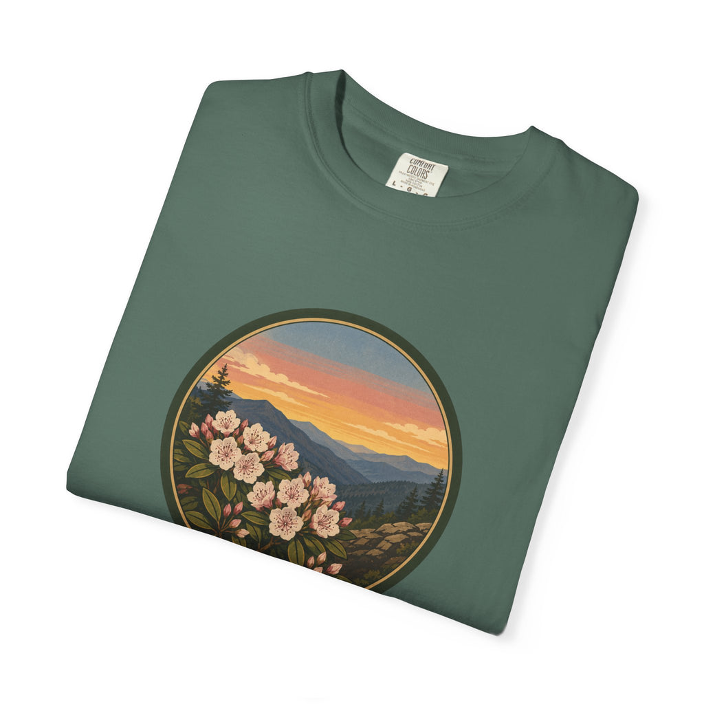 Mountain Laurel Bloom Sunset T-Shirt — Mountain Wildflower Graphic Tee