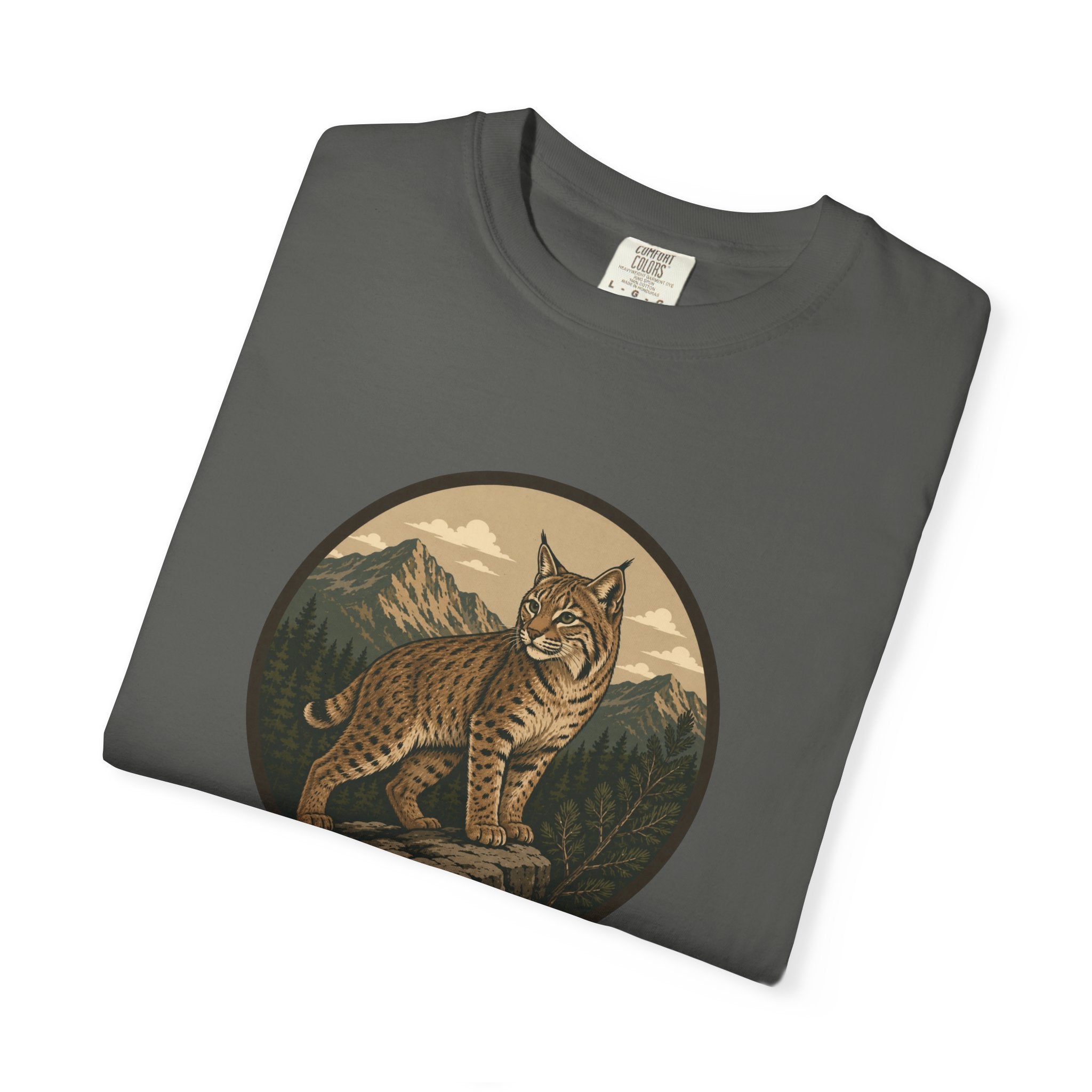 Bobcat Mountain Tee — Retro Wilderness Cat Graphic T-Shirt