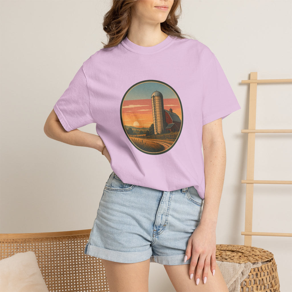 Retro Sunset Farm Silo T-Shirt