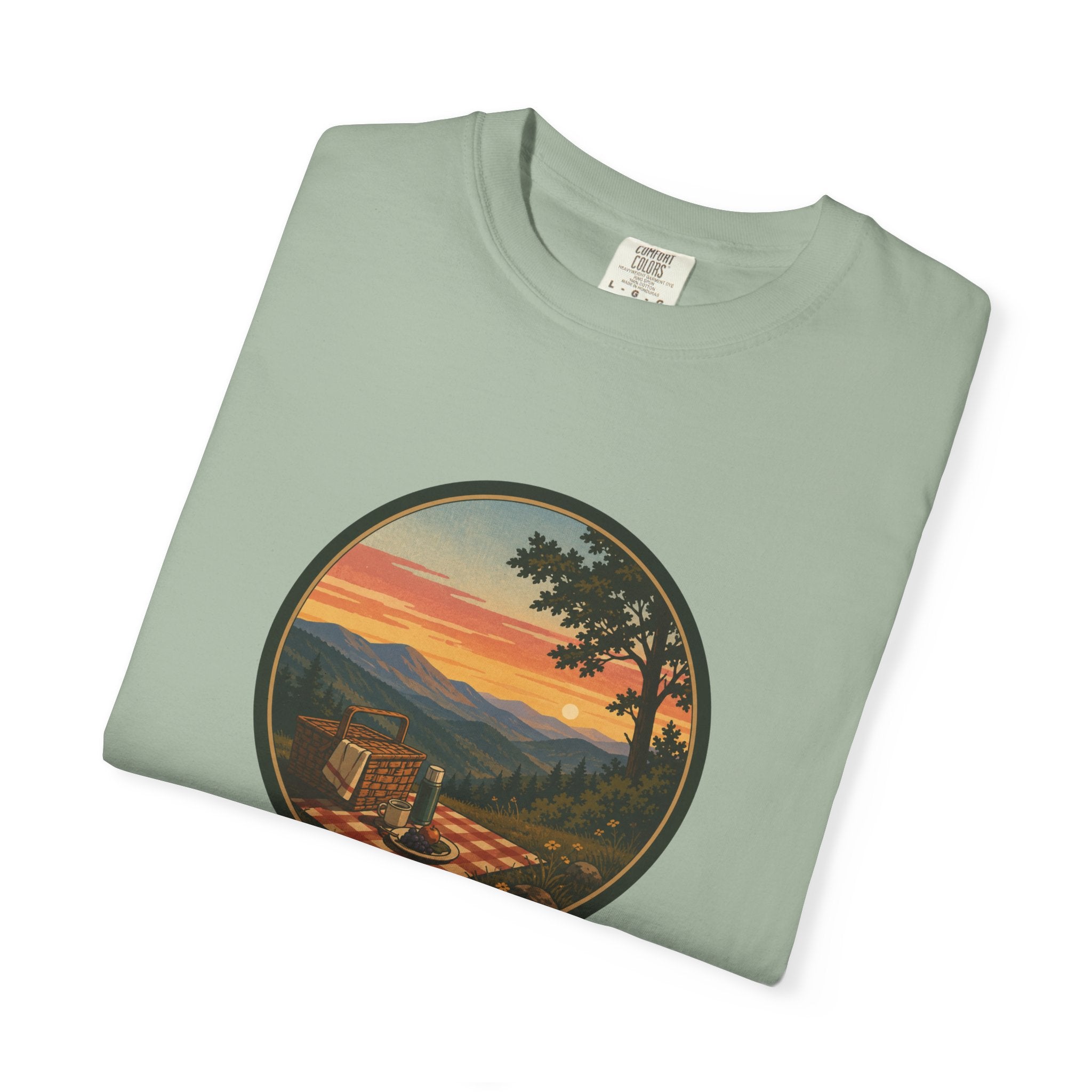 Sunset Picnic Tee — Scenic Mountain Picnic T-Shirt