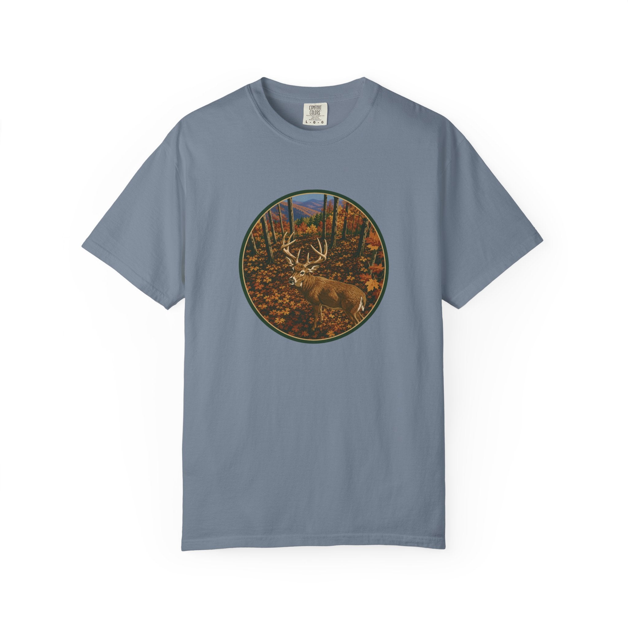 Whitetail BuckT-Shirt — Autumn Forest Deer Circle Graphic