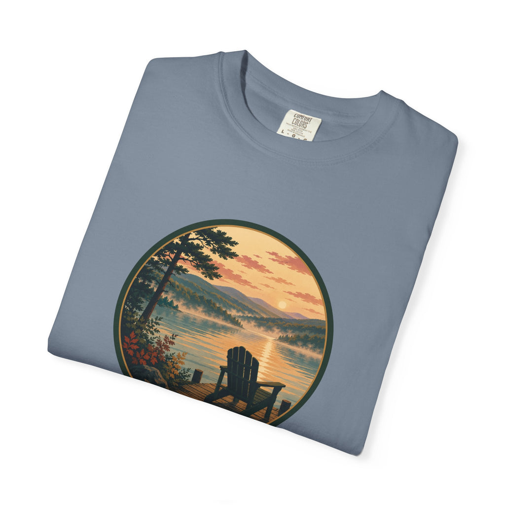 Lakeside Sunrise T-Shirt — Adirondack Chair at Sunrise Graphic Tee