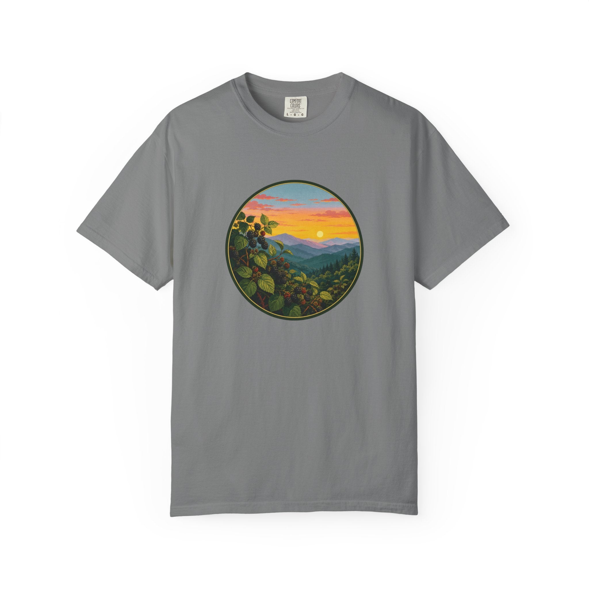 Blue Ridge Blackberries T-Shirt — Scenic Mountain Sunset Tee