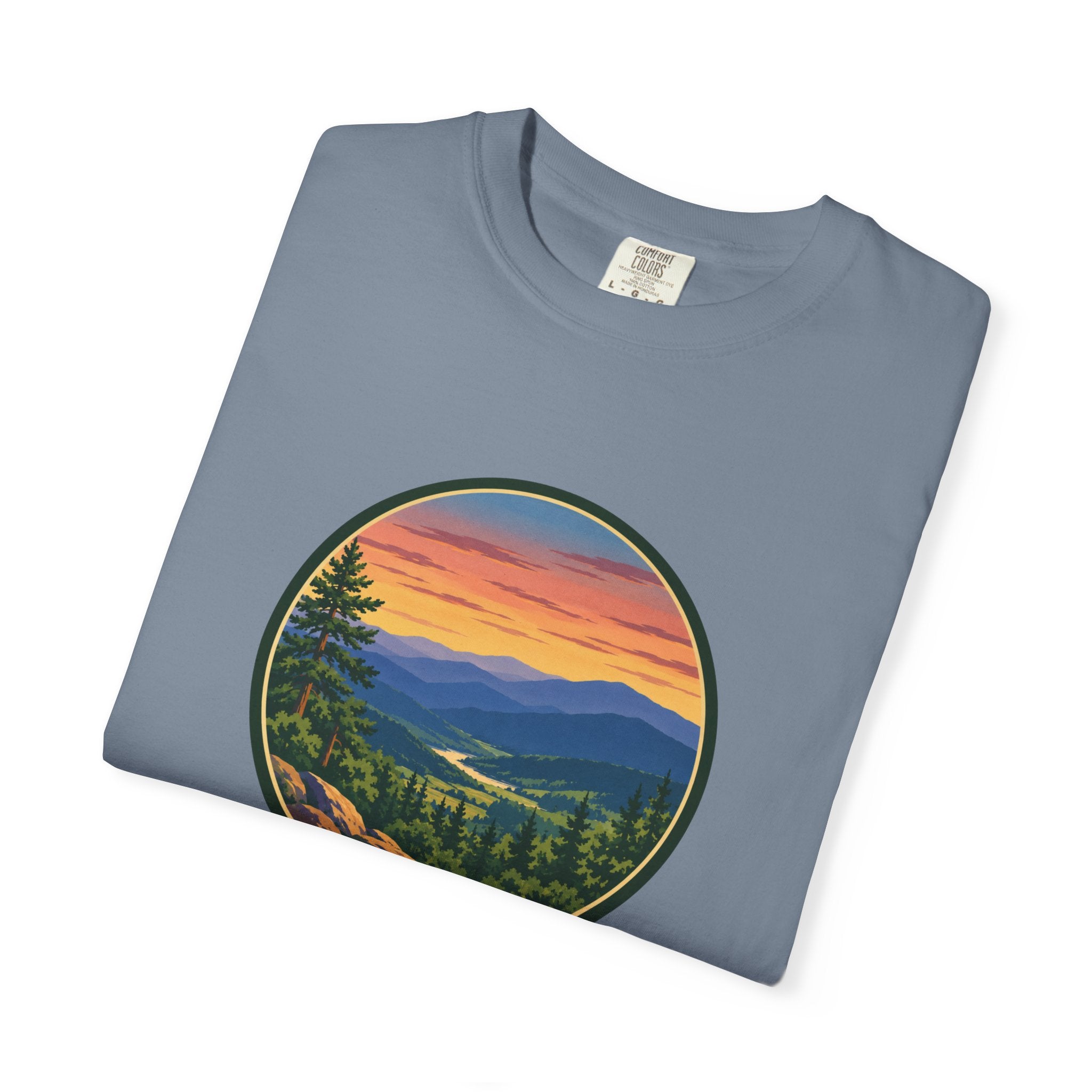 Retro Mountain Sunset T-Shirt — Scenic Blue Ridge Mountain Tee