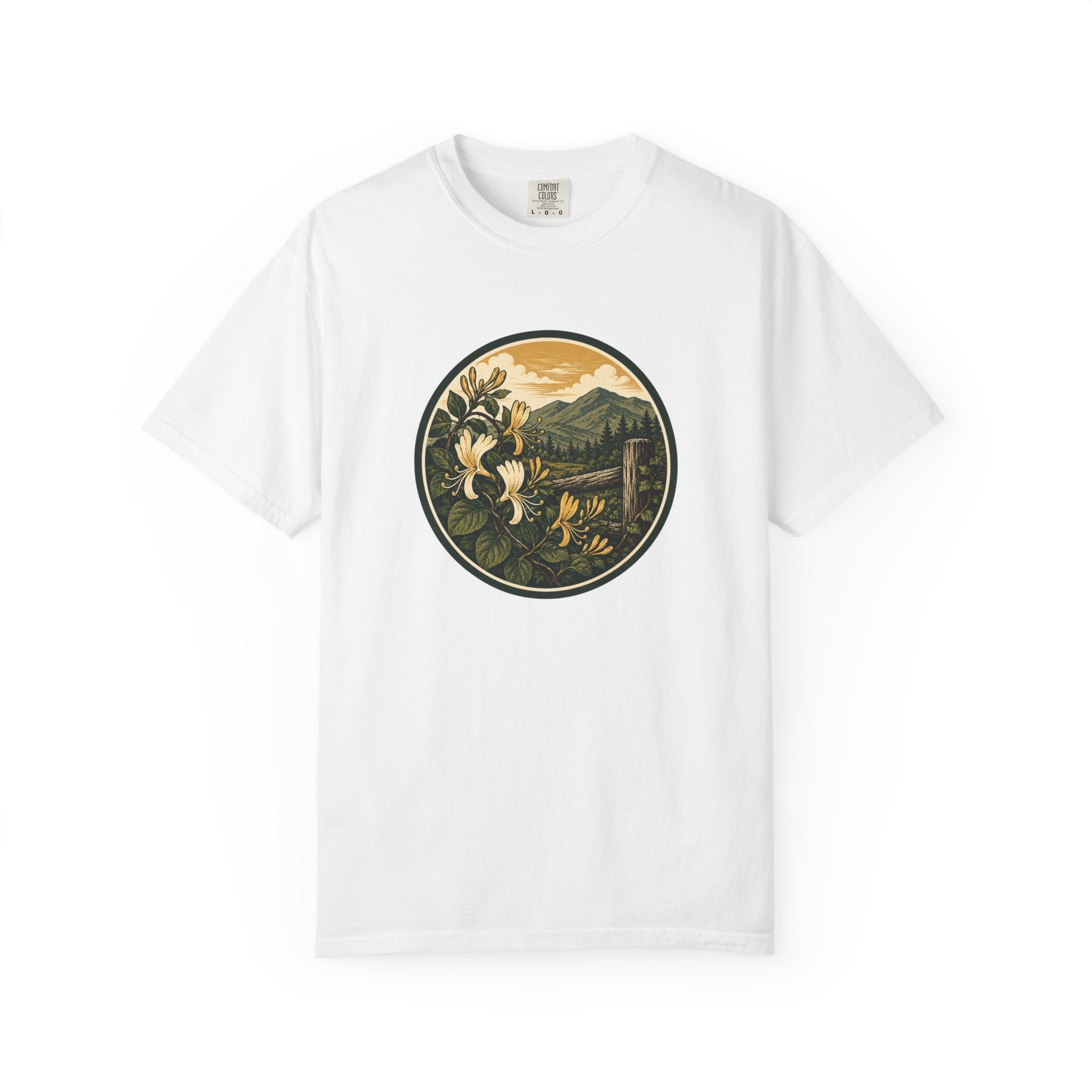 Nature Circle Graphic Tee — Mountain Honeysuckle Scenic T-Shirt